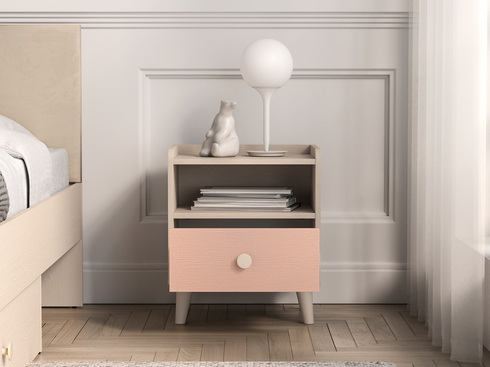 Прикроватная тумбочка Tortoli 108 (Розовый)