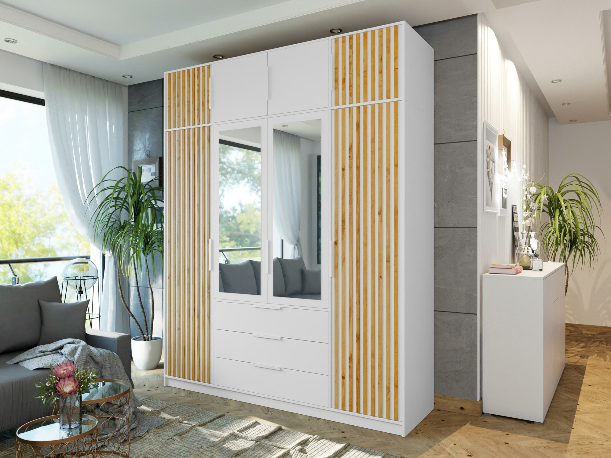 Шкаф Enolevo 108 (Белый + Дуб вотан)