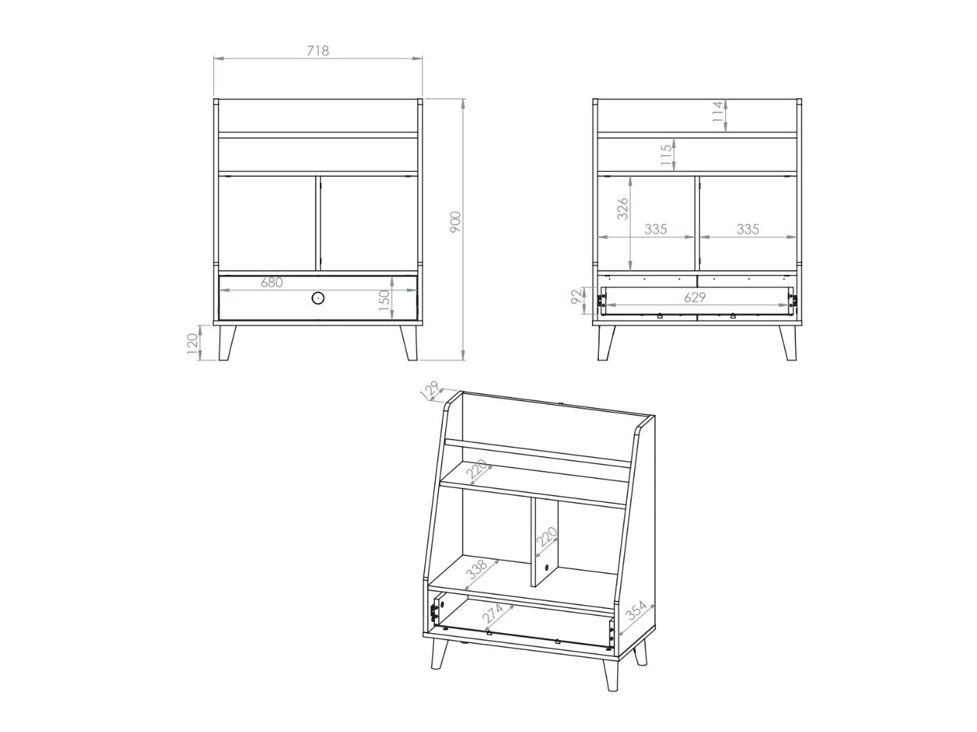 Стеллаж Tortoli 107 (Серый)
