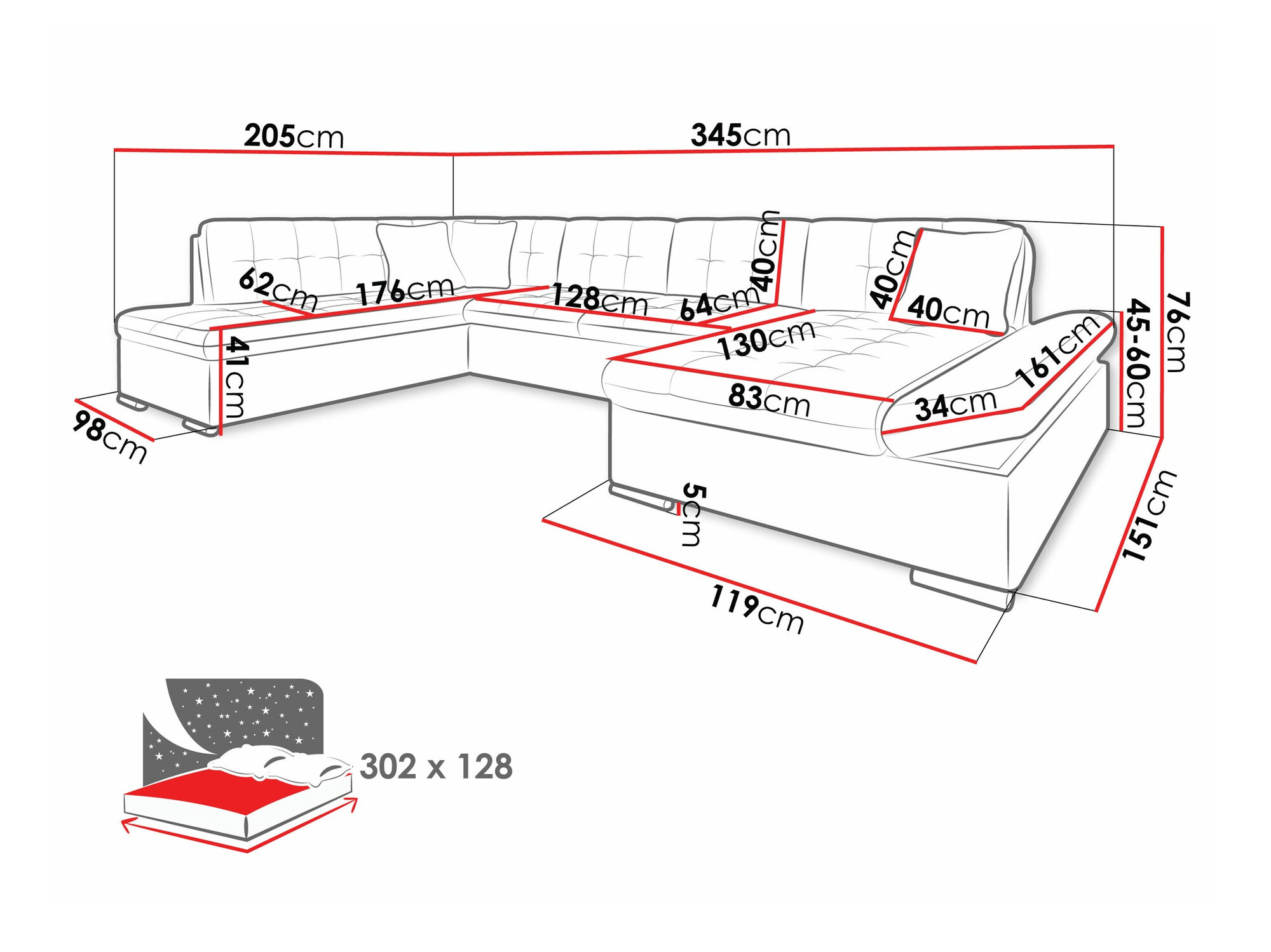 Stūra dīvāns Comfivo 150 (Soft 017 + Soul 17)