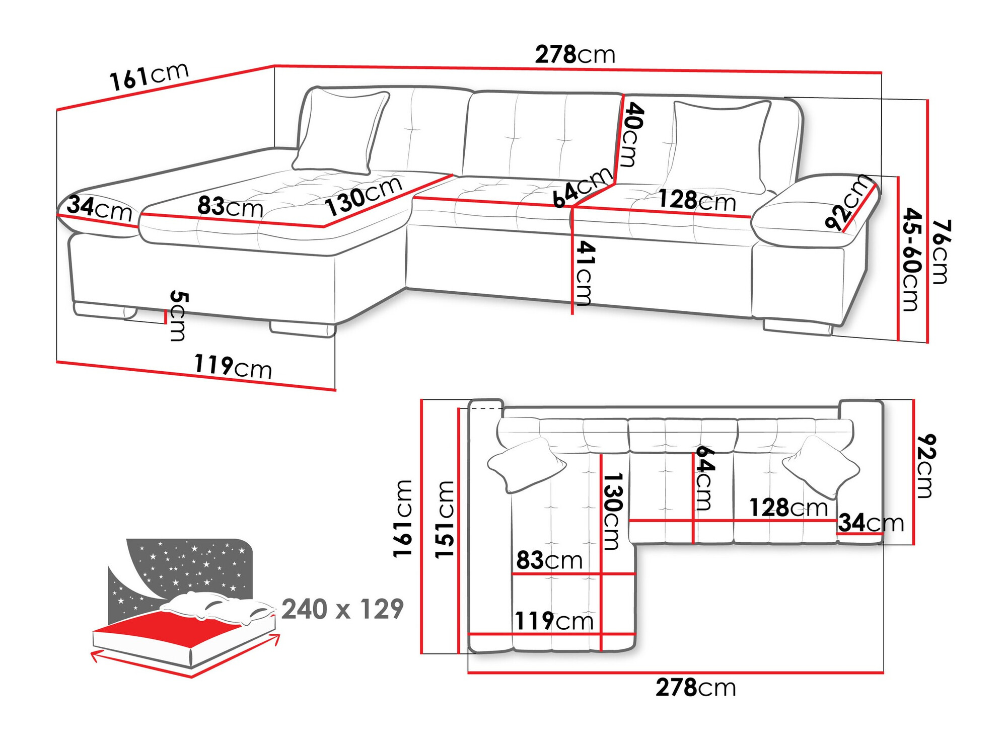 Угловой диван Comfivo 152 (Soft 017 + Soul 17)