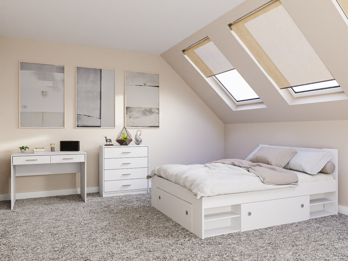 Guļamistabas komplekts Novsore 155 (Balts)