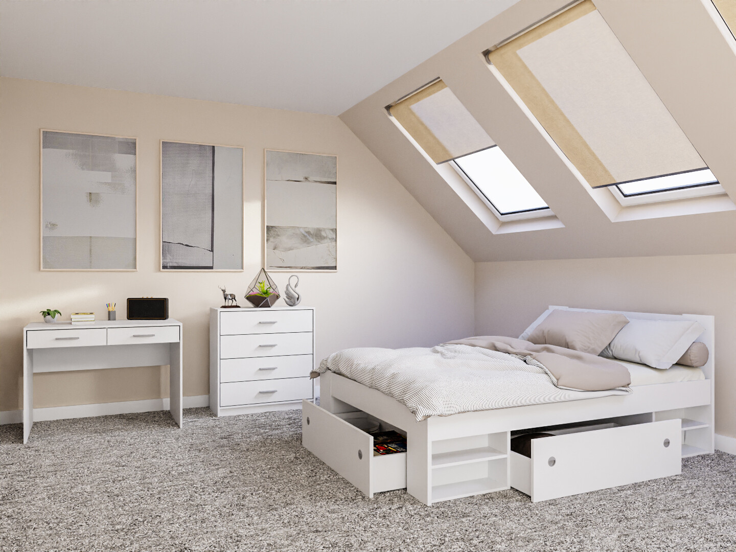 Guļamistabas komplekts Novsore 155 (Balts)