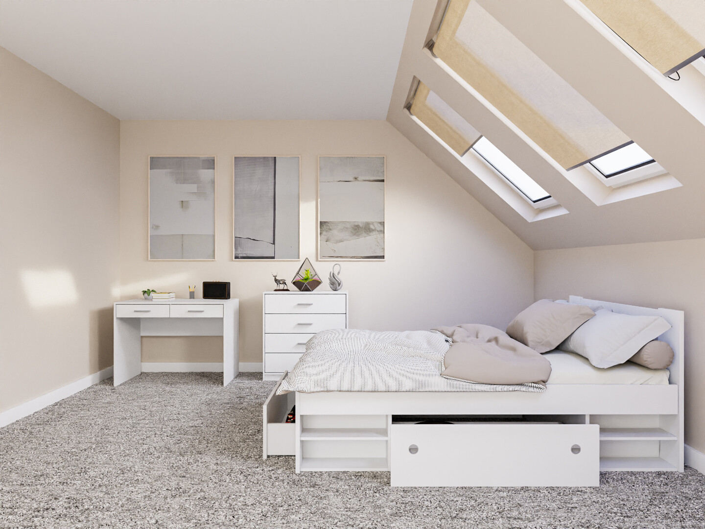 Guļamistabas komplekts Novsore 155 (Balts)