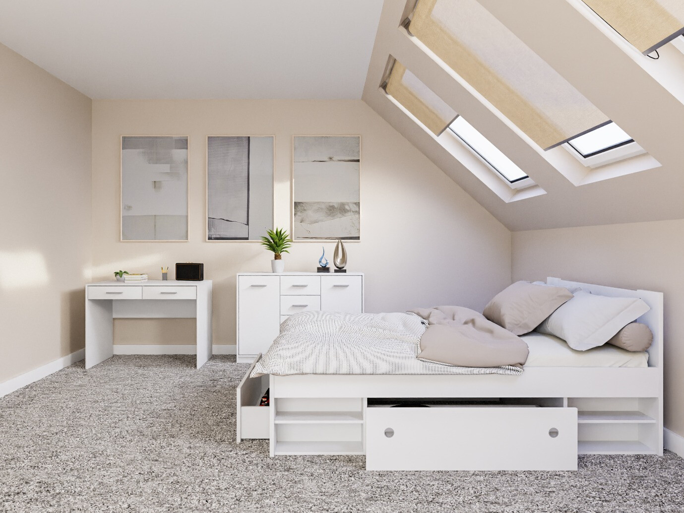 Guļamistabas komplekts Novsore 156 (Balts)