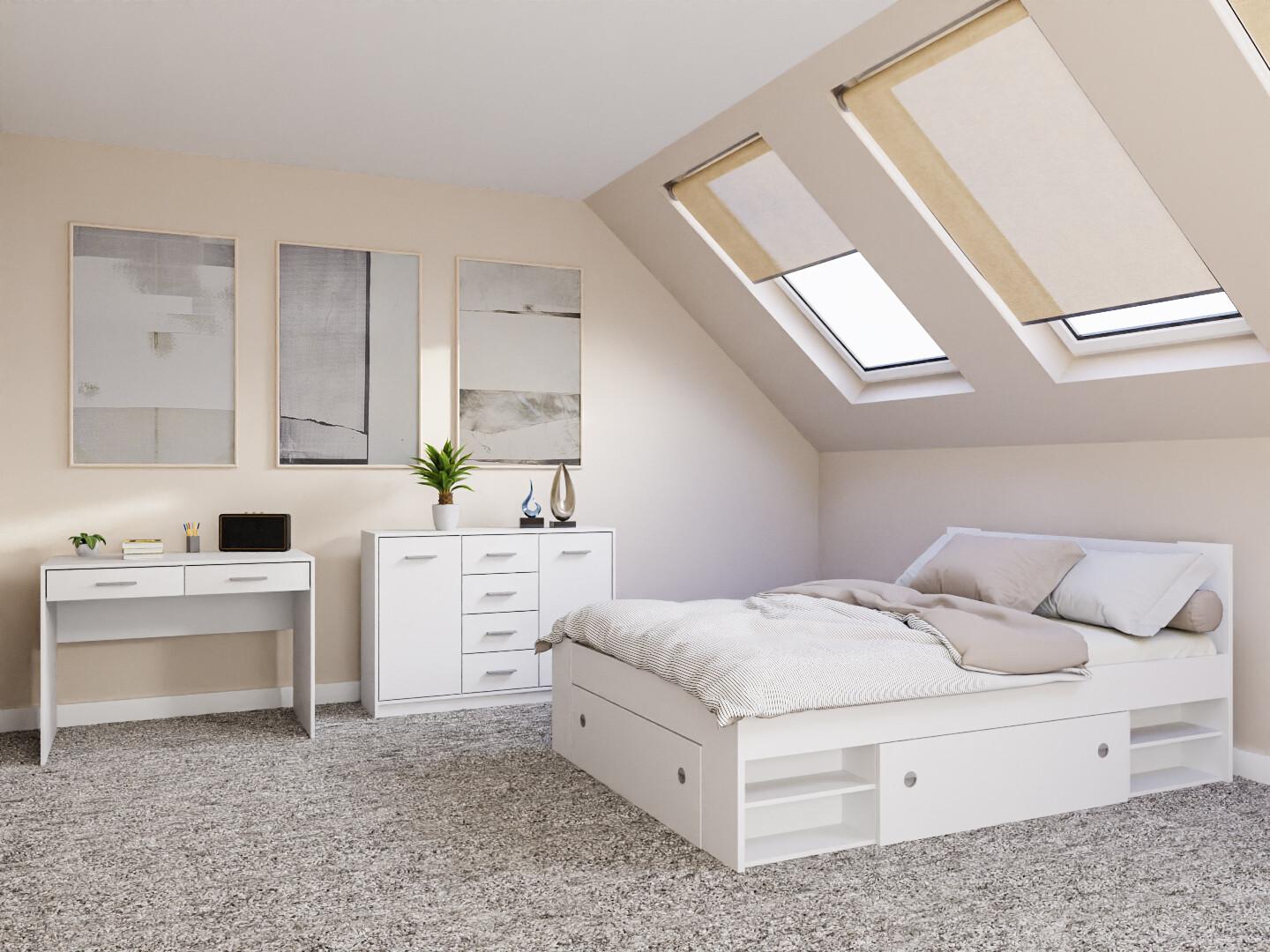 Guļamistabas komplekts Novsore 156 (Balts)