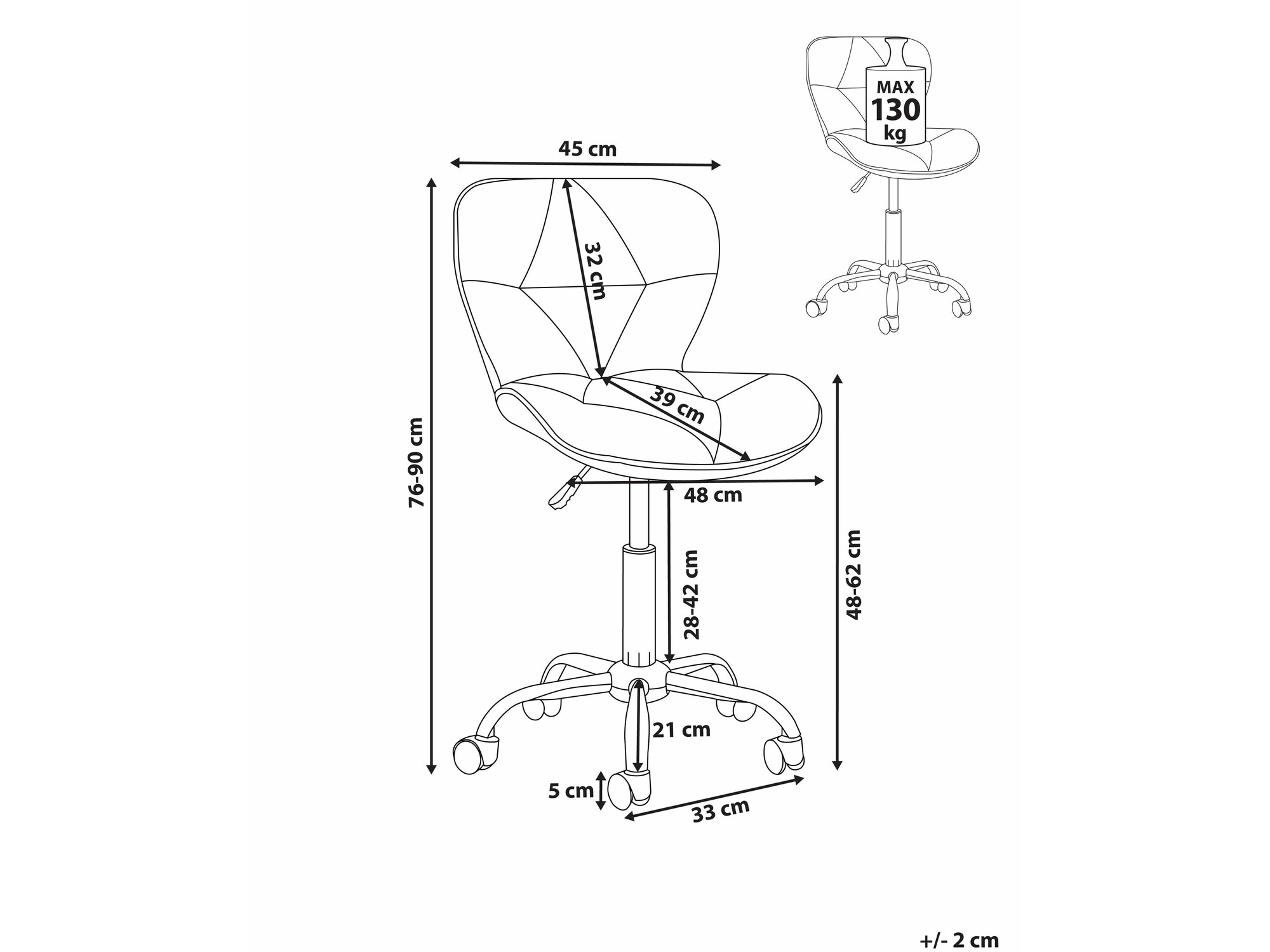 Biroja krēsls Berwyn 2475 (Melns)