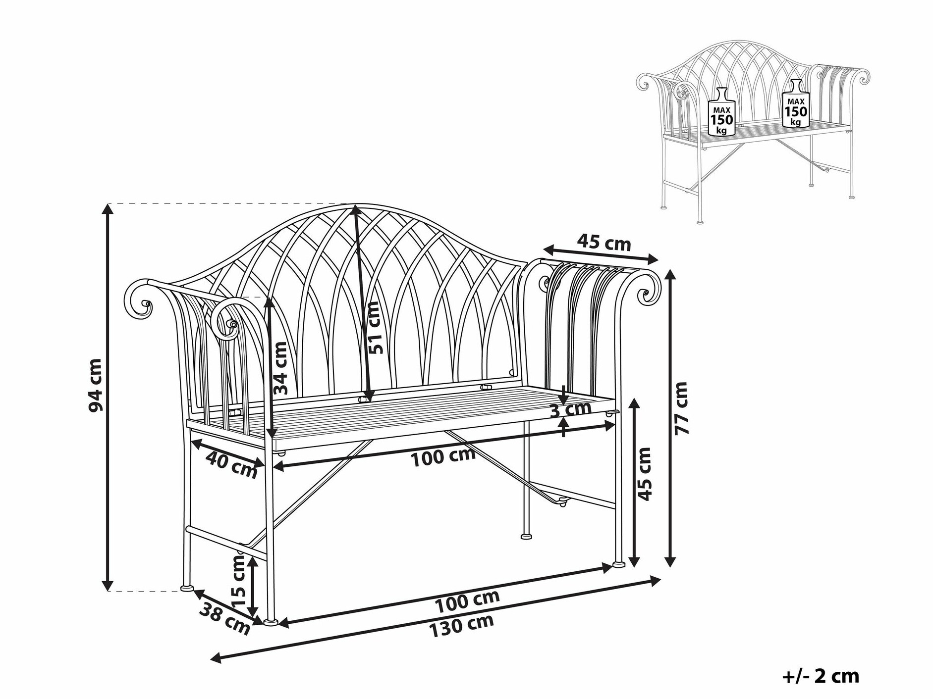 Dārza sols Berwyn 2480 (Balts)