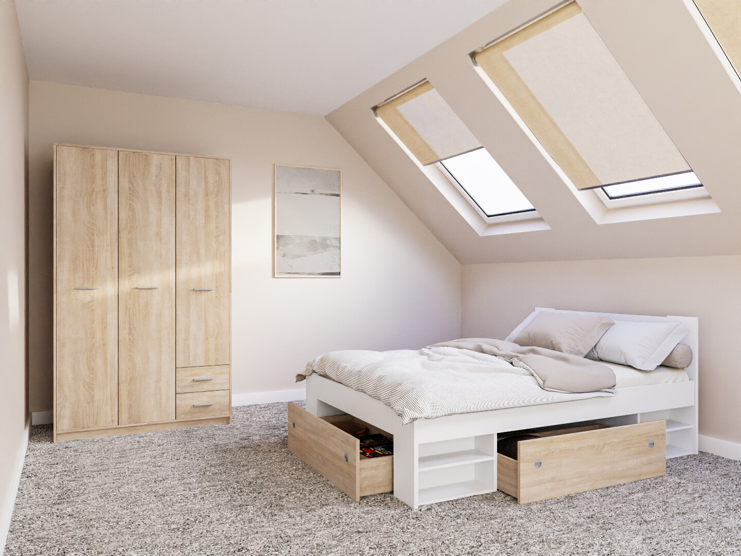 Guļamistabas komplekts Novsore 158 (Balts)