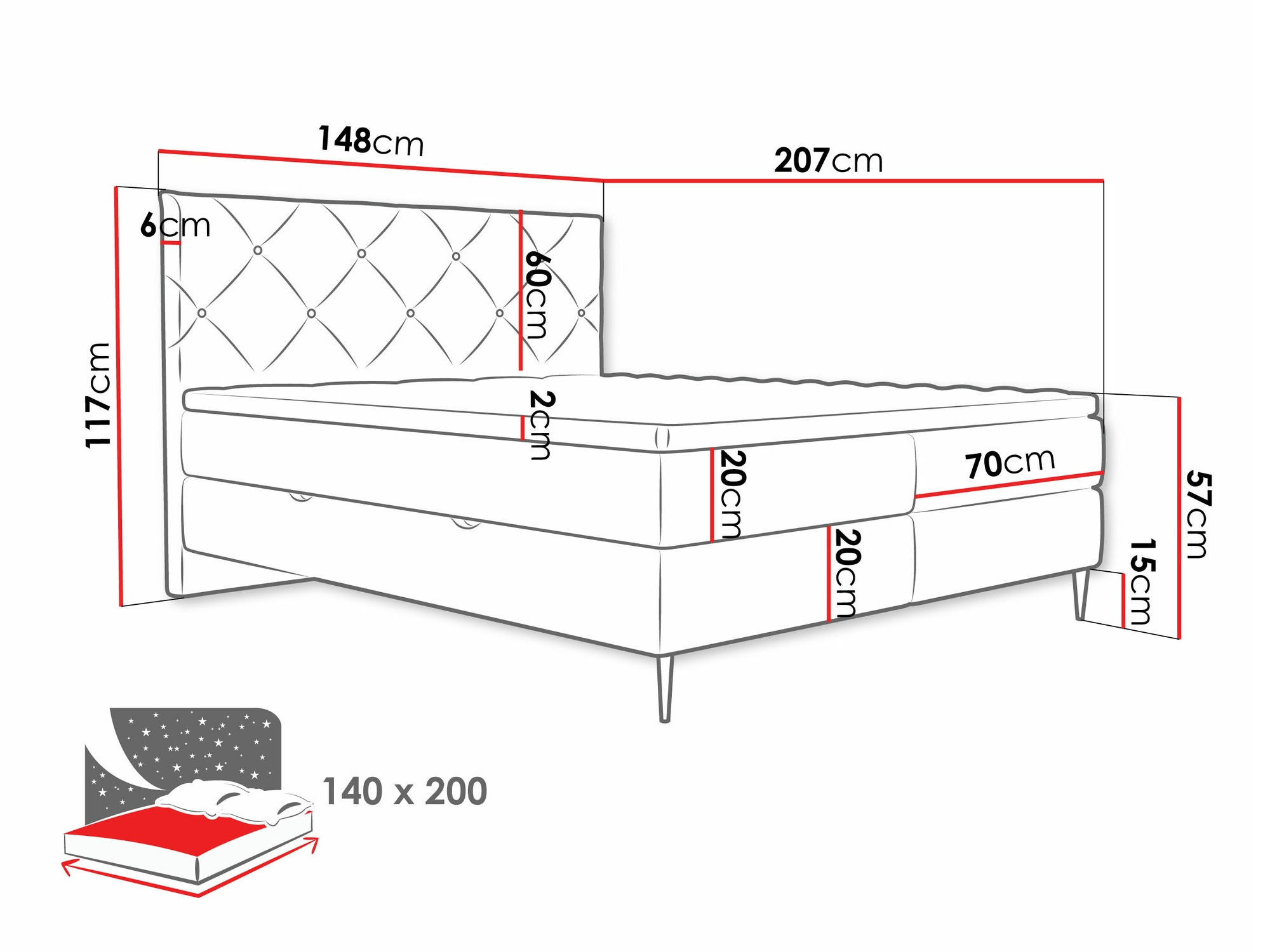 Kontinentālā gulta ComfiDream 192 (Verita 52)
