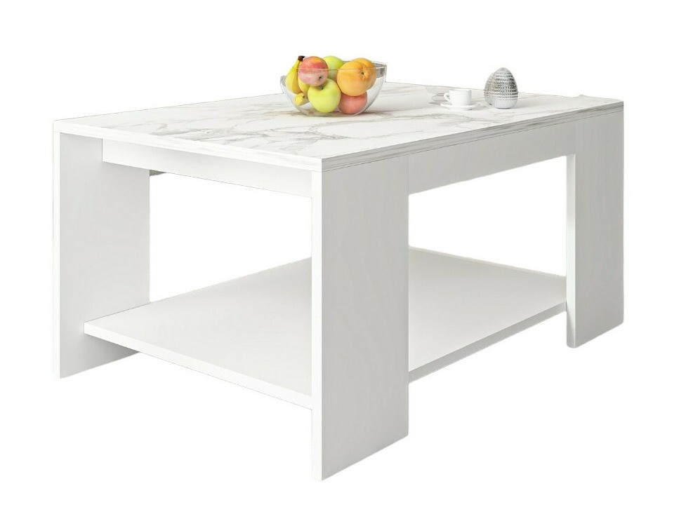 Žurnālu galdiņš Kailua 1815 (Balts + Balts marmors)