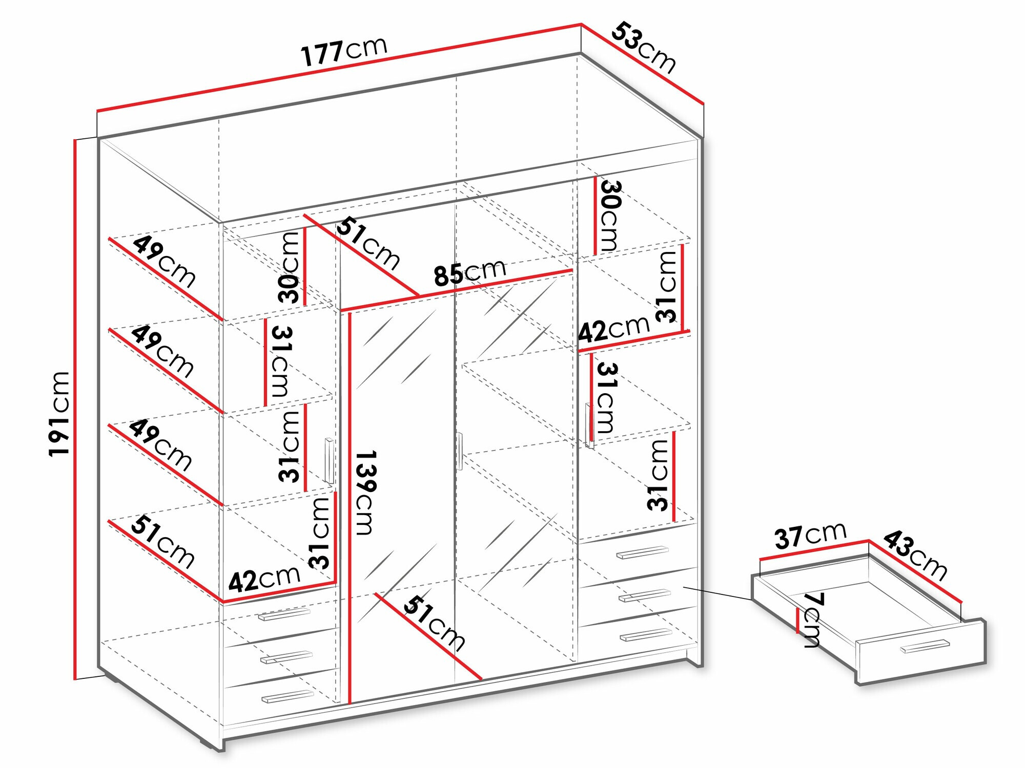 Skapis Novduni 115 (Balts)