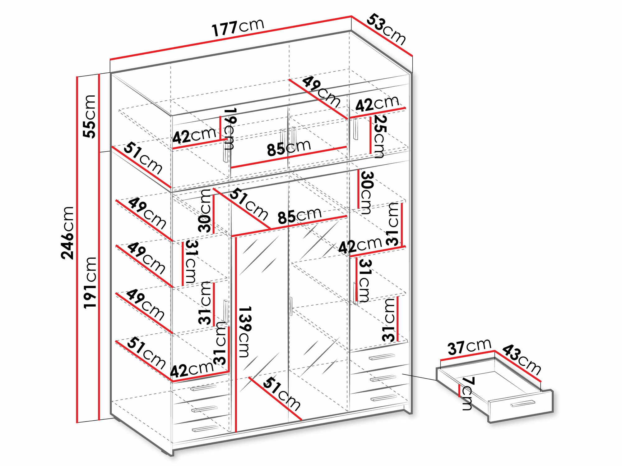 Skapis Novduni 120 (Balts)