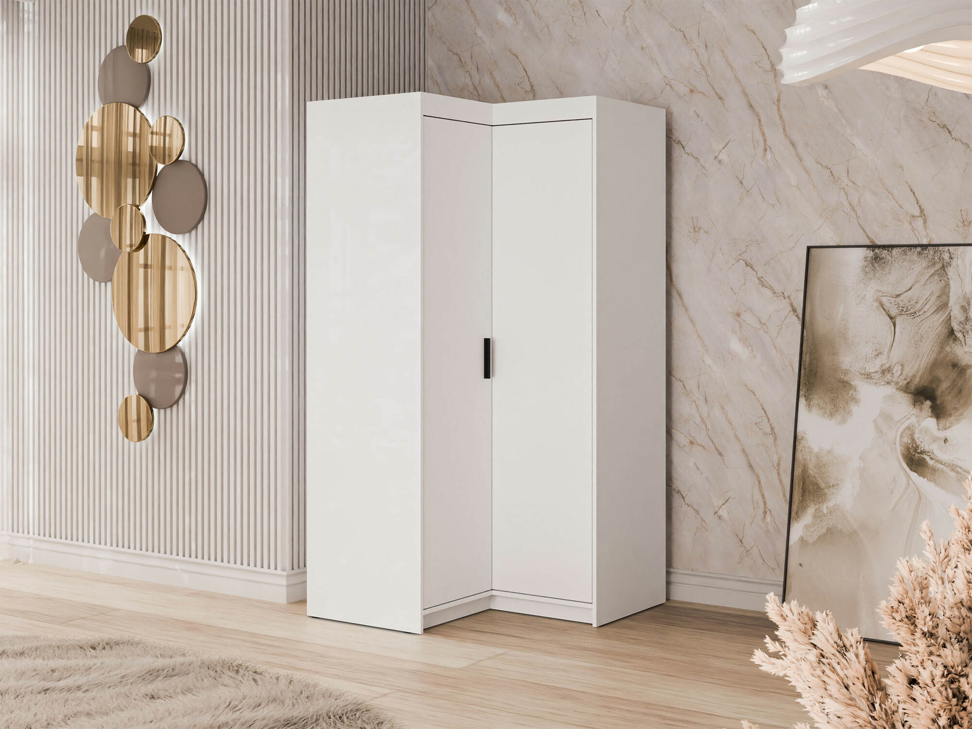 Stūra skapis Novduni 116 (Balts)