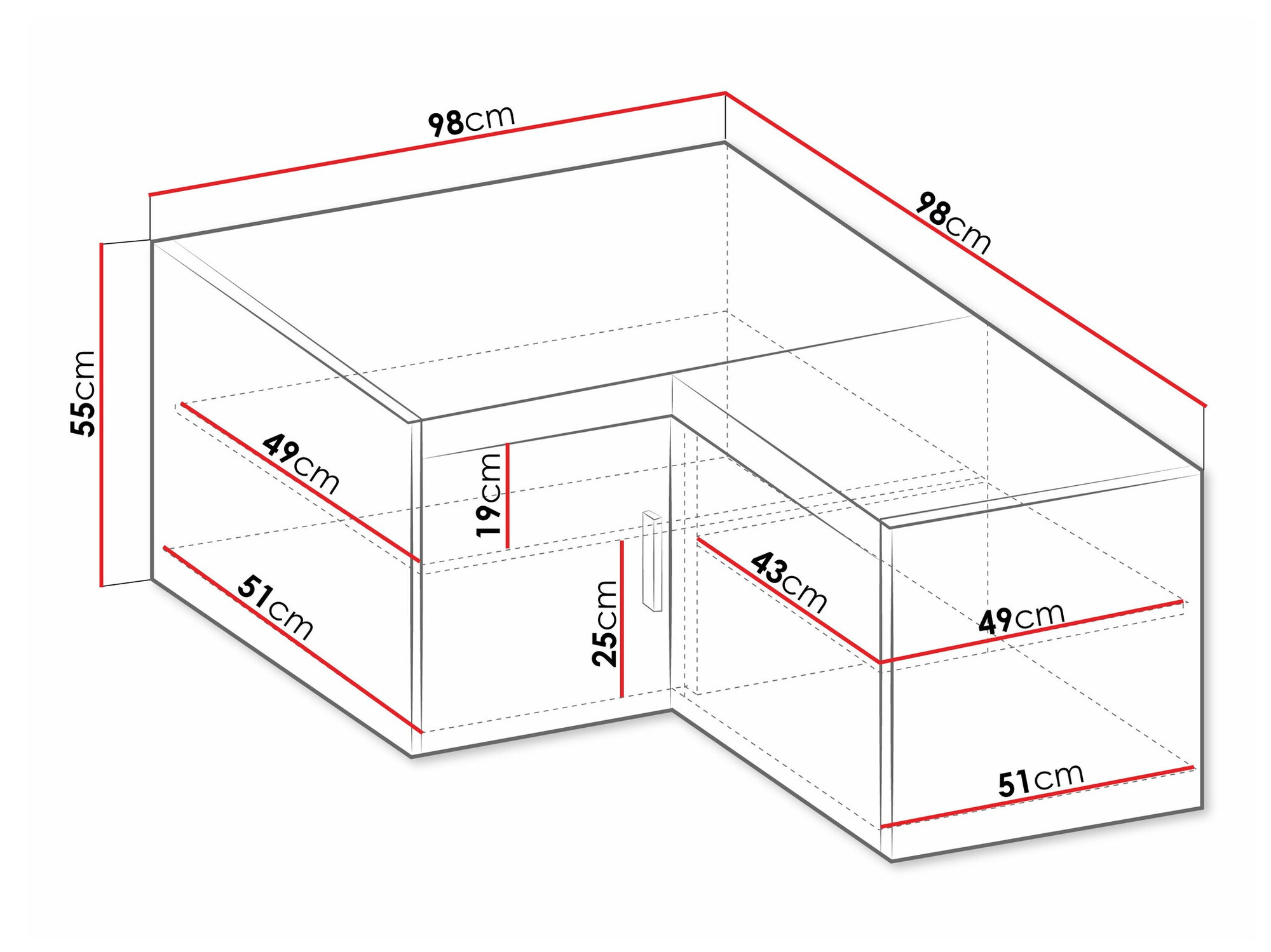 Stūra skapis Novduni 118 (Lefkas ozols)