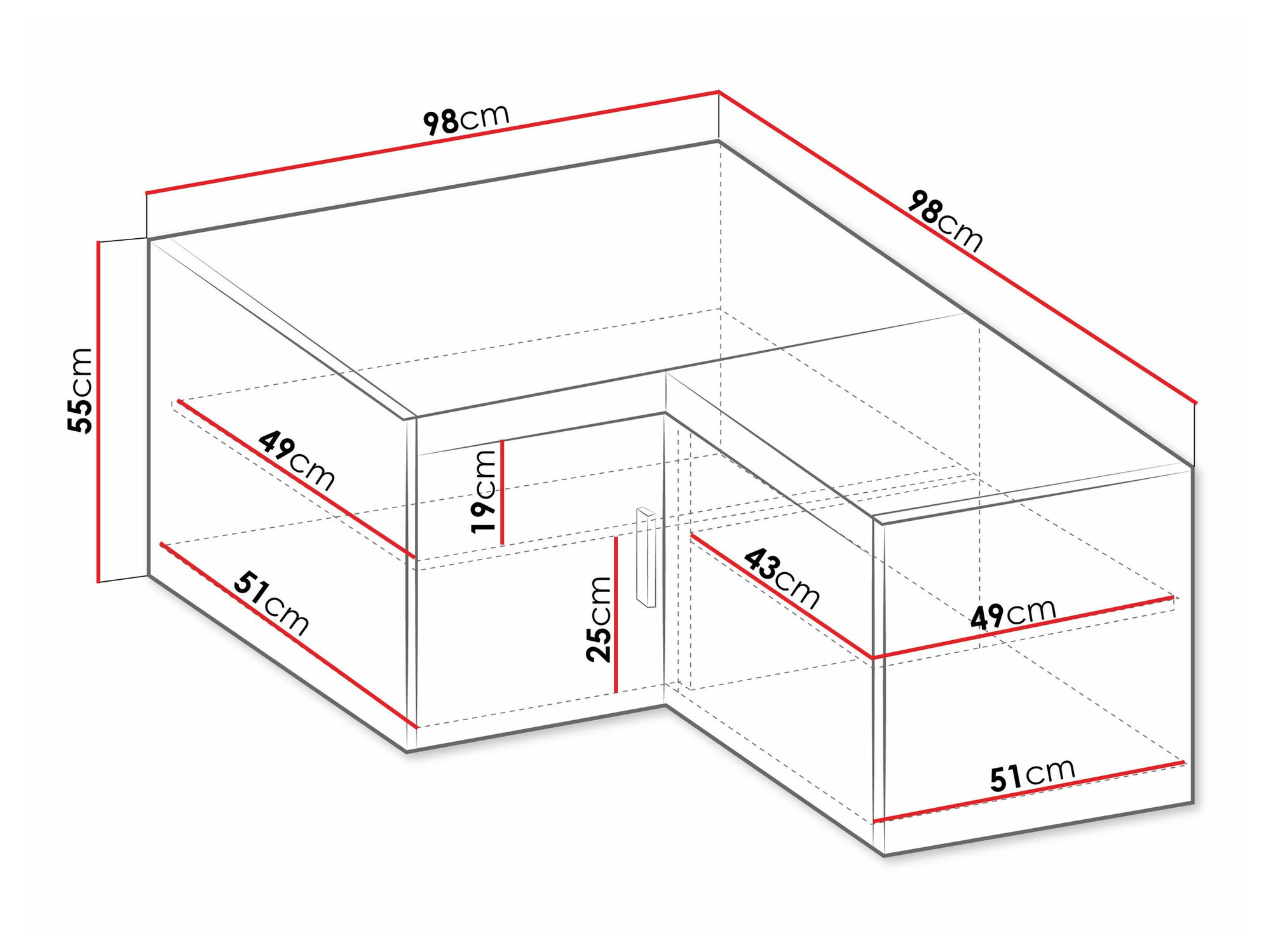 Stūra skapis Novduni 118 (Sonomas ozols)