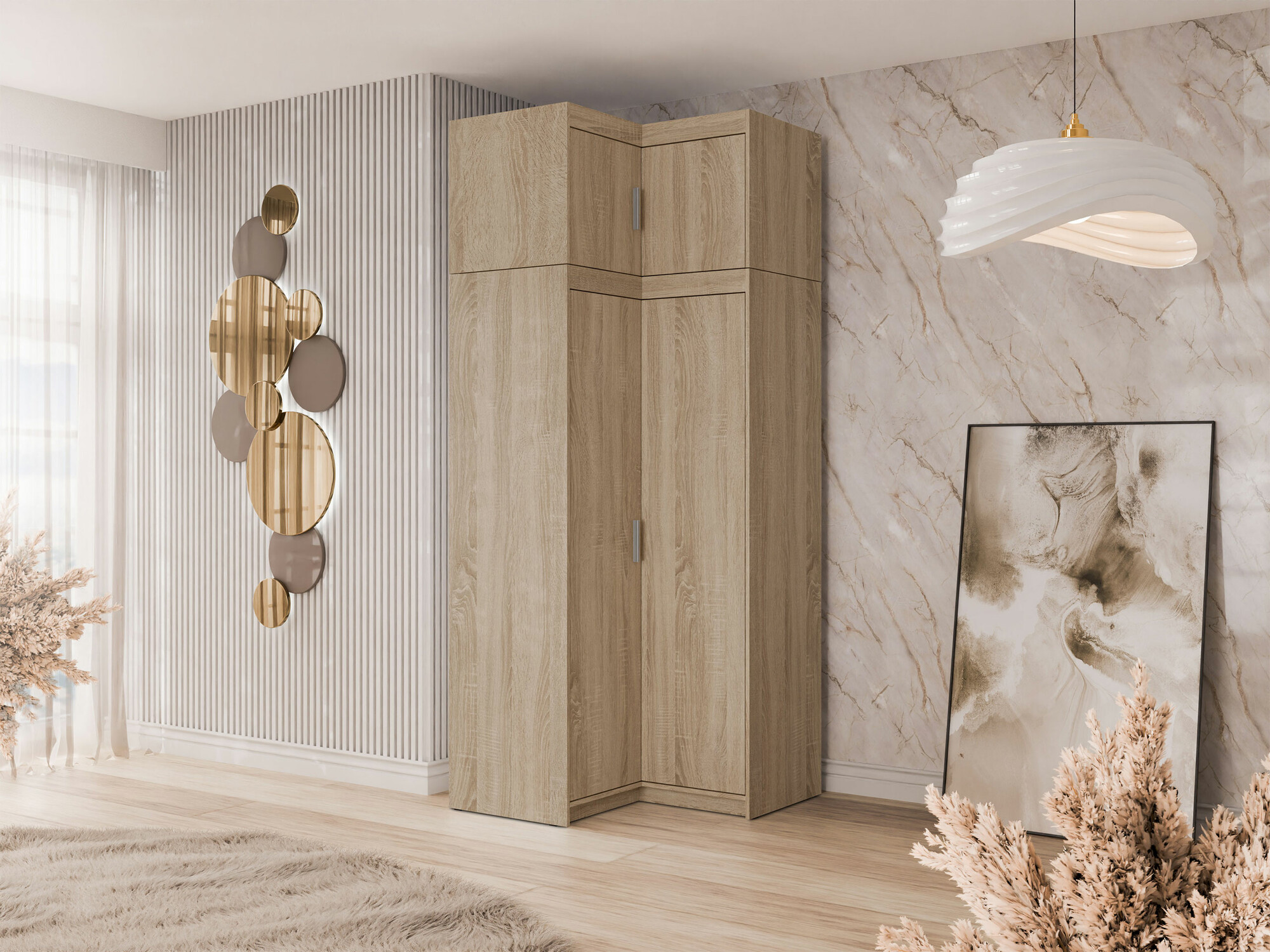 Stūra skapis Novduni 121 (Sonomas ozols)