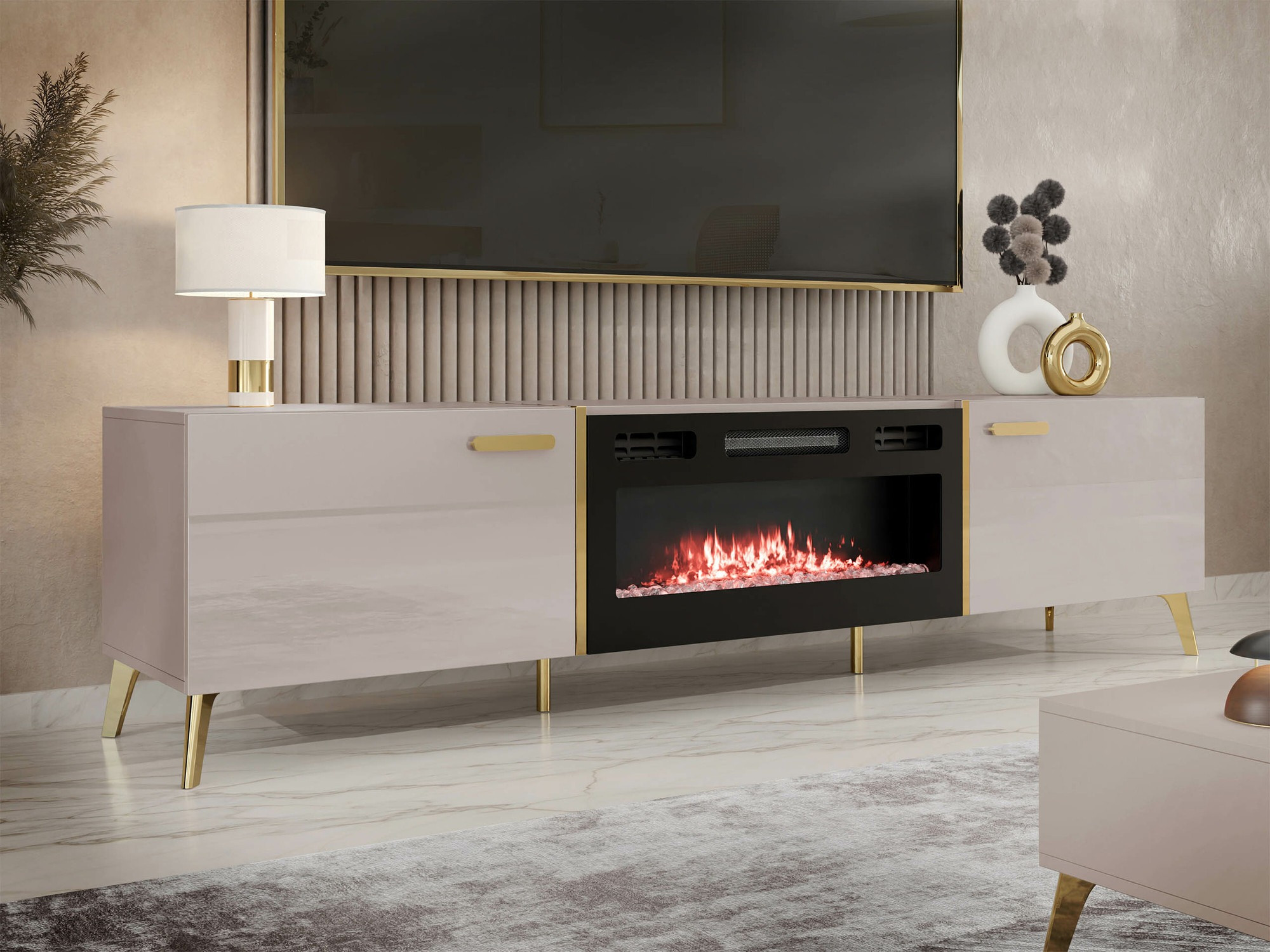 ТВ тумба Comfivo Teslomo 112 (Кашемир + Глянцевый кашемир)