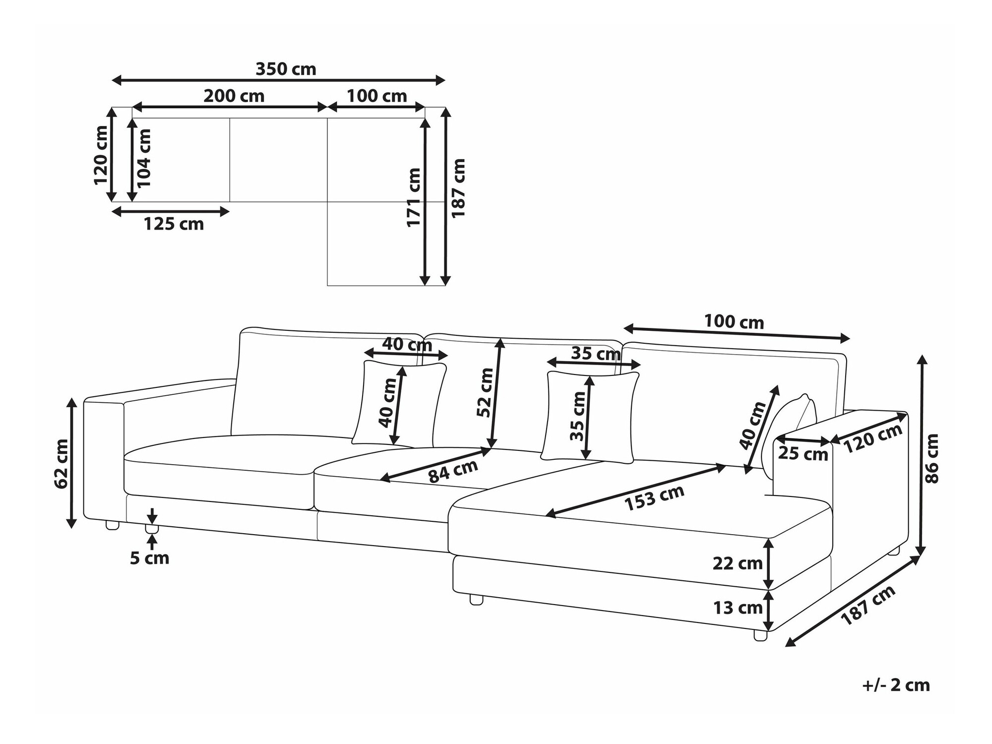 Stūra dīvāns Berwyn 2485 (Balts)