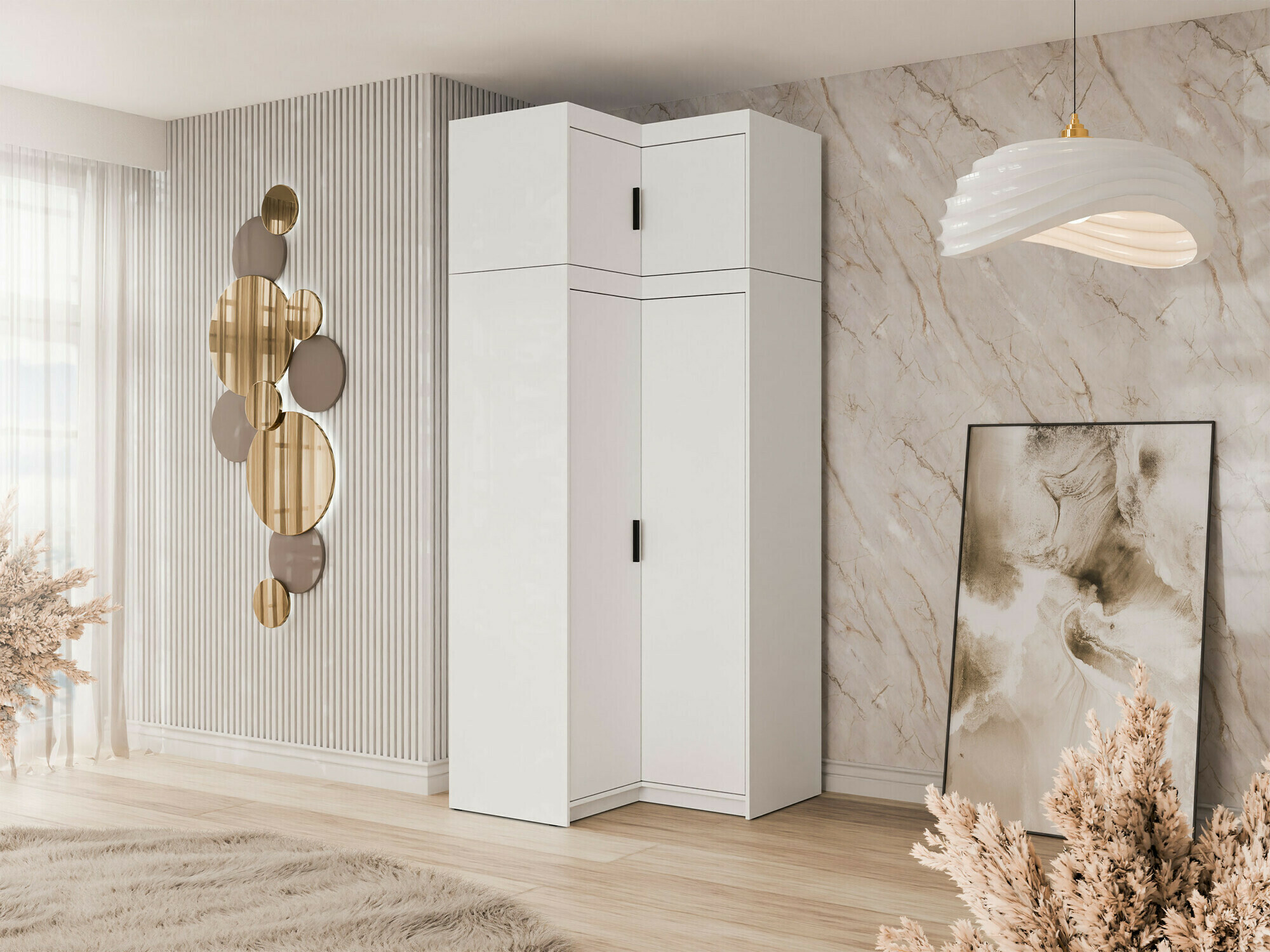 Stūra skapis Novduni 118 (Balts)