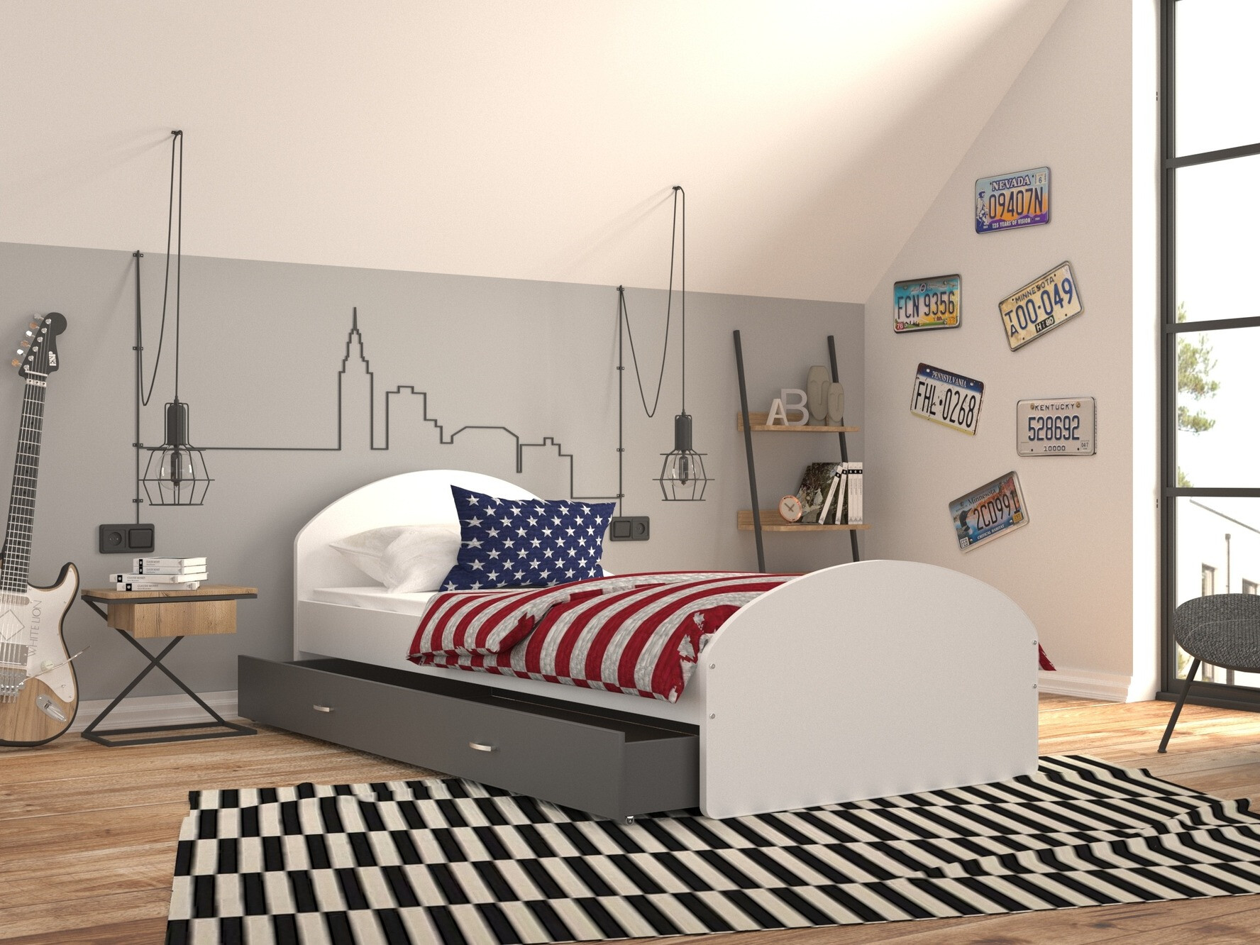 Кровать Aurora 177 (Белый + Серый)