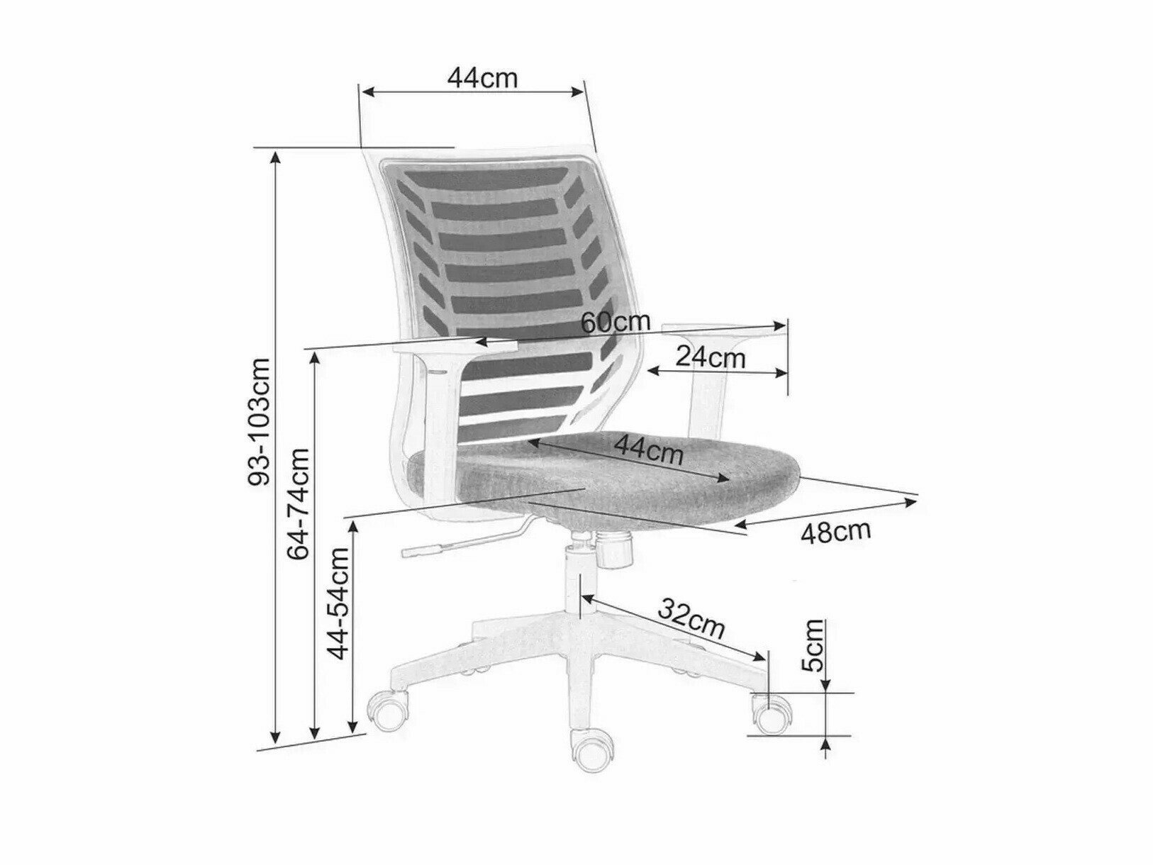 Biroja krēsls Detroit 694 (Pelēks + Melns)
