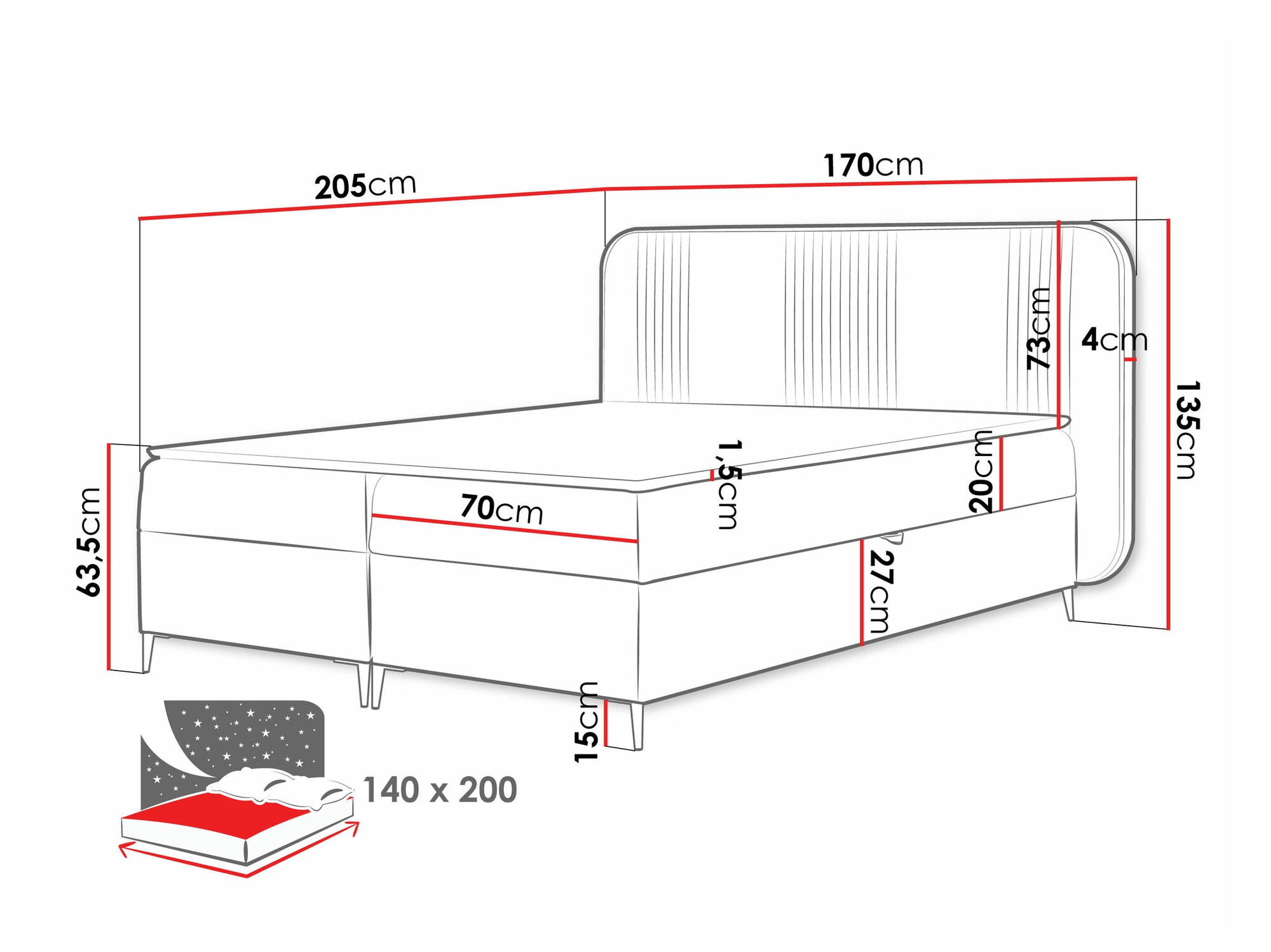 Континентальная кровать Baltimore 196 (Magic Velvet 2206)