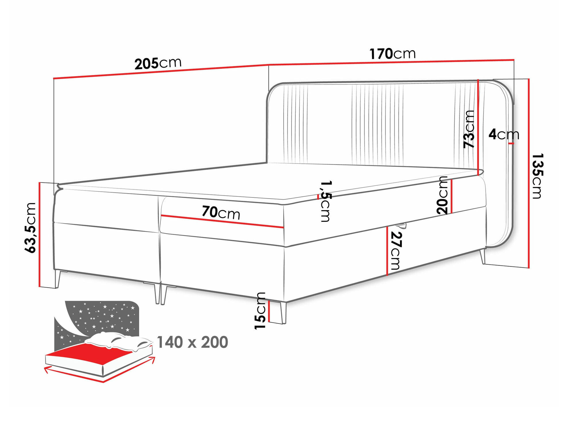 Континентальная кровать Baltimore 196 (Magic Velvet 2217)