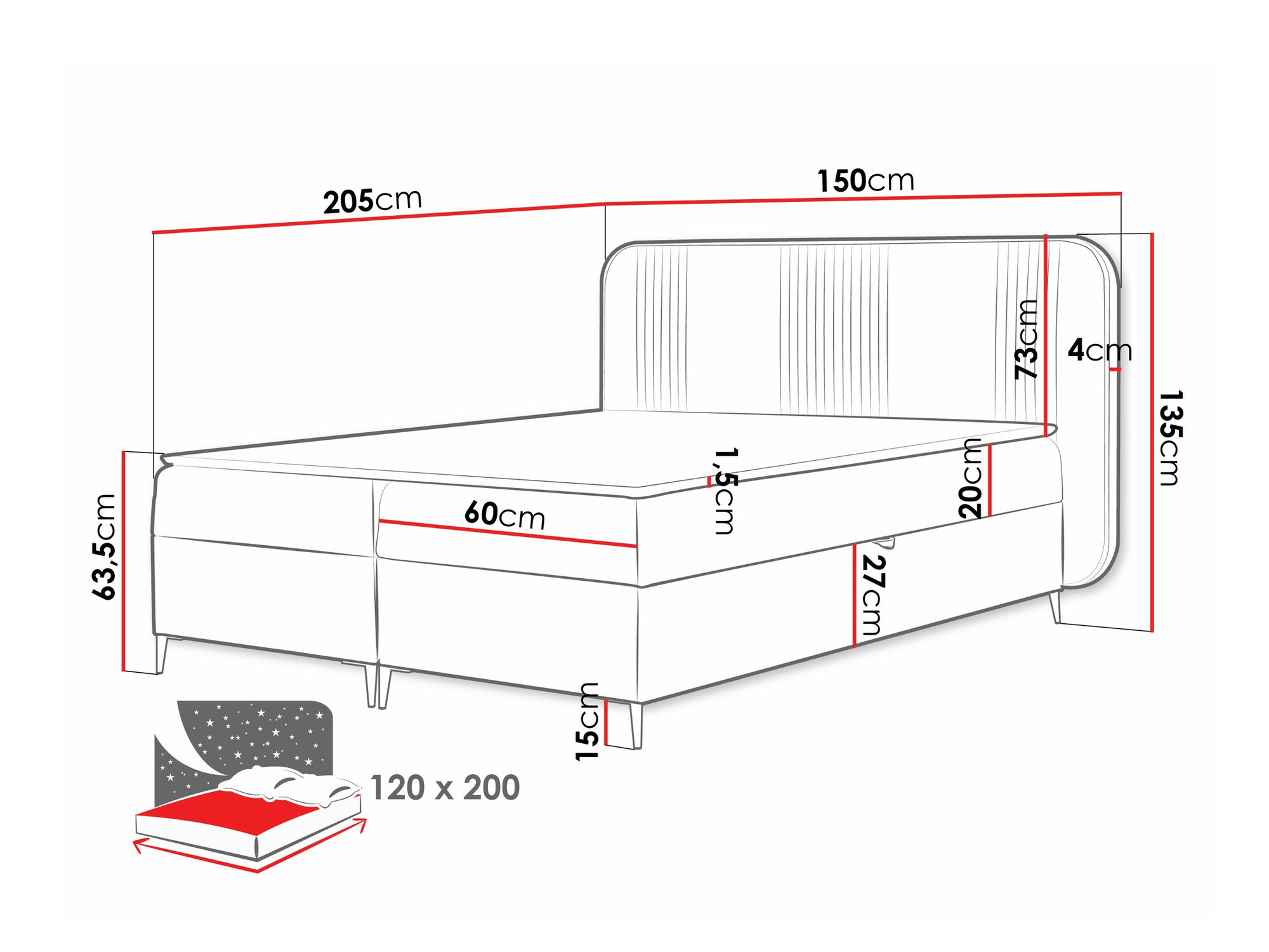 Континентальная кровать Baltimore 196 (Magic Velvet 2219)