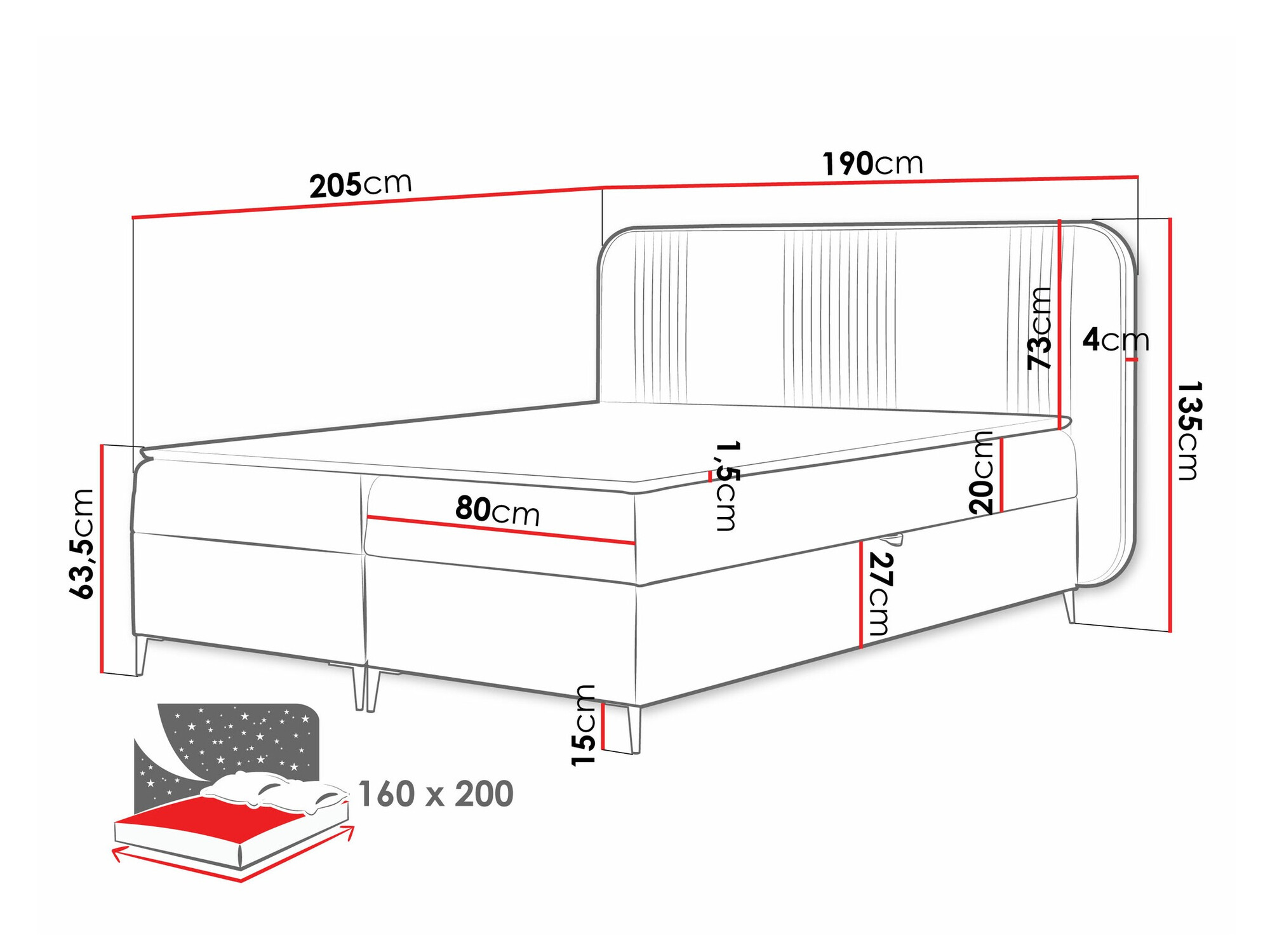 Континентальная кровать Baltimore 196 (Magic Velvet 2219)
