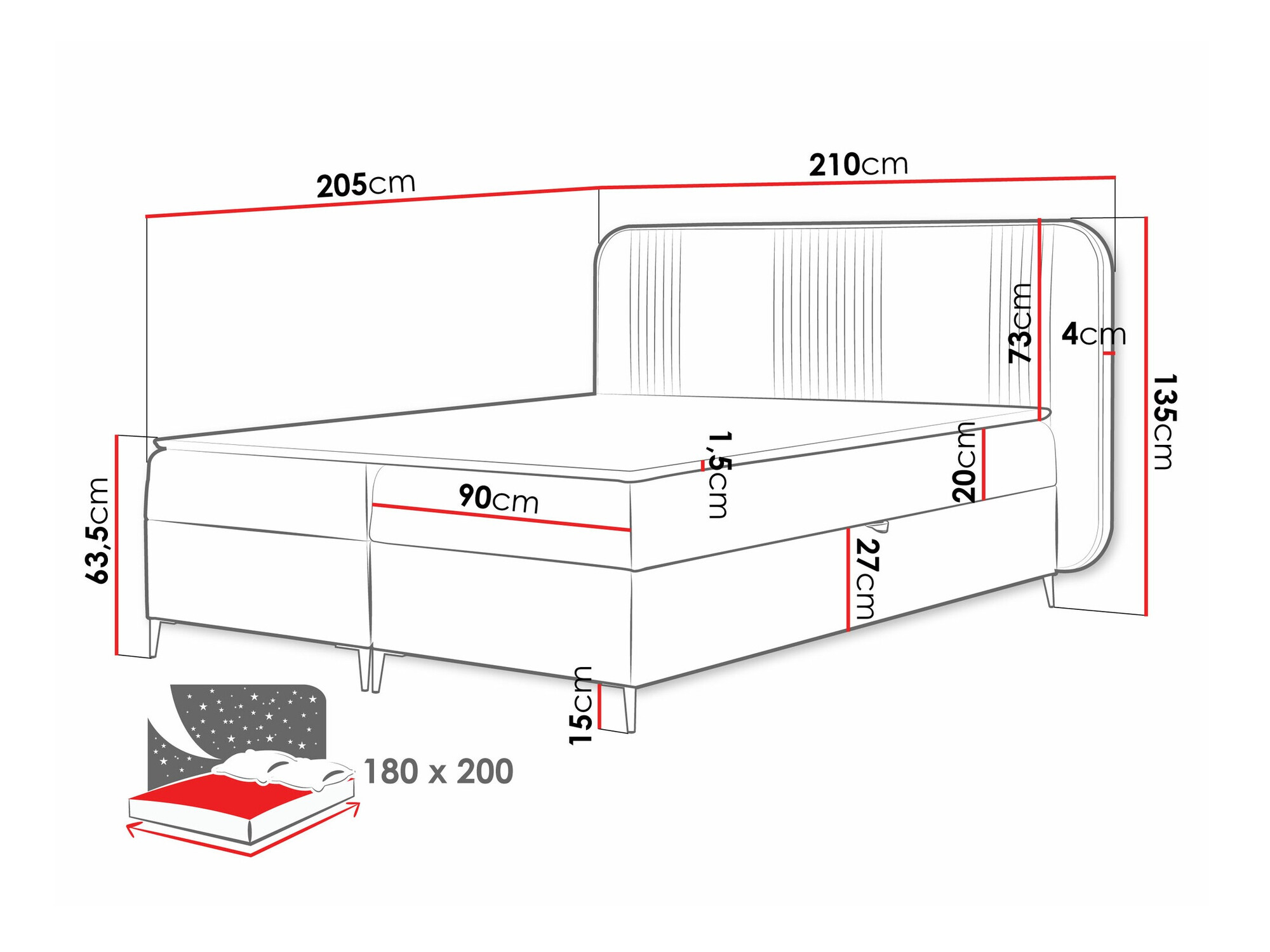 Континентальная кровать Baltimore 196 (Magic Velvet 2219)