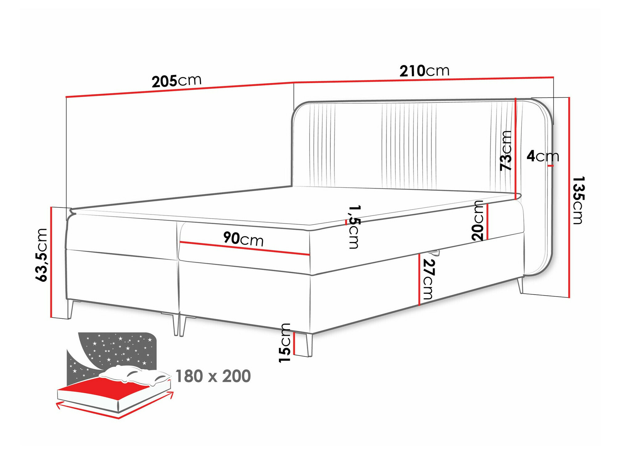 Континентальная кровать Baltimore 196 (Magic Velvet 2225)