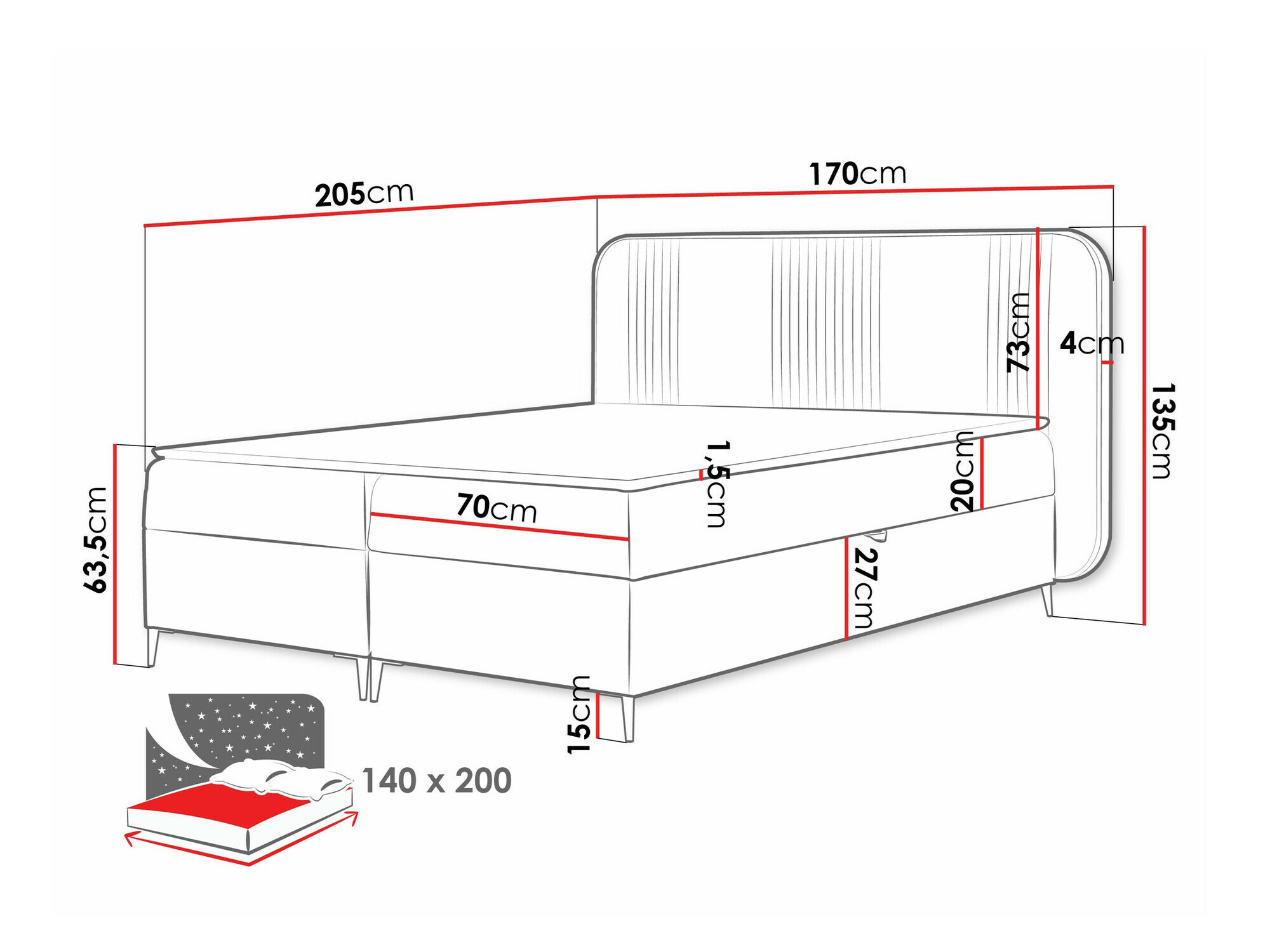 Континентальная кровать Baltimore 196 (Magic Velvet 2239)
