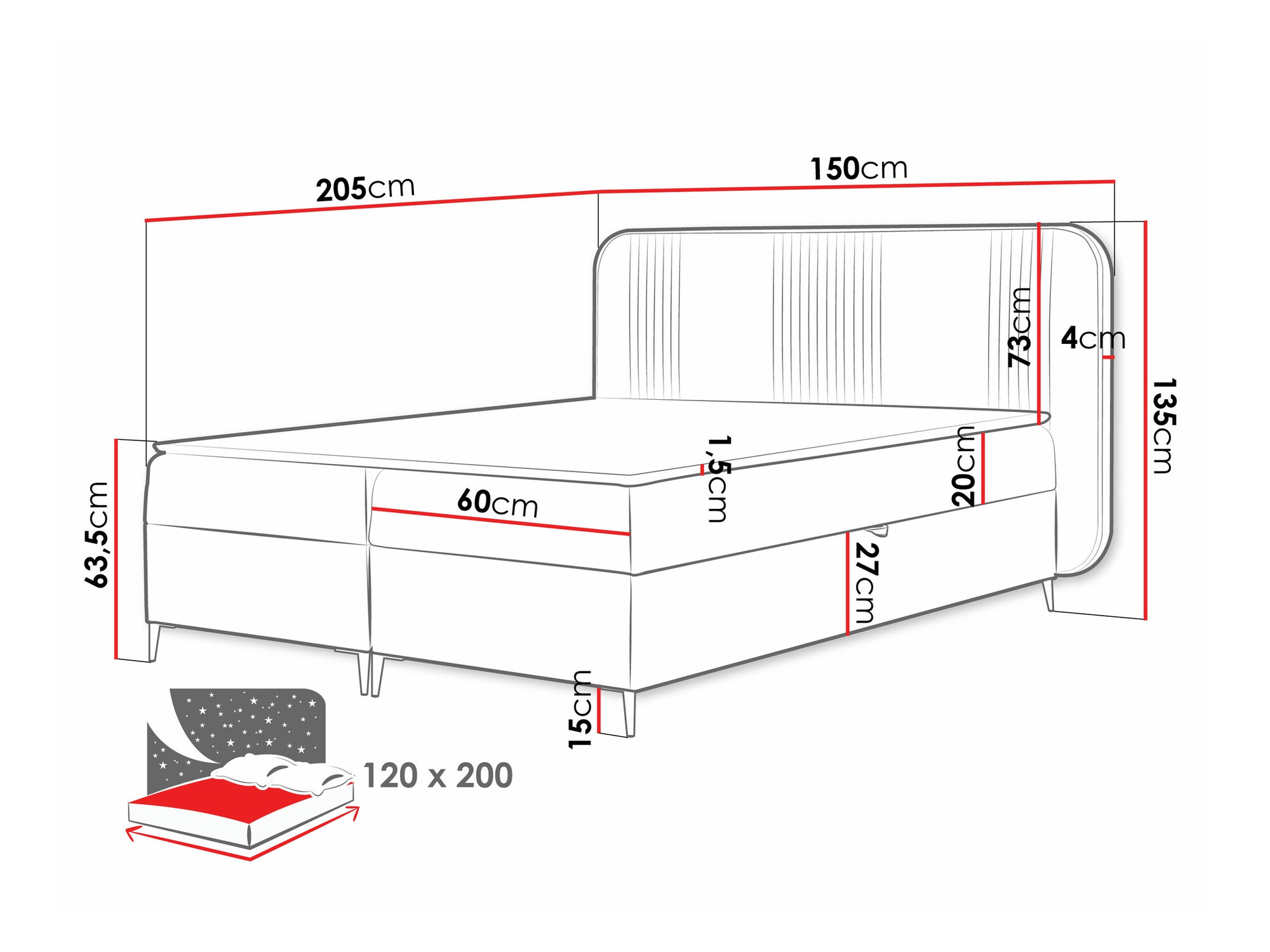 Континентальная кровать Baltimore 196 (Magic Velvet 2256)