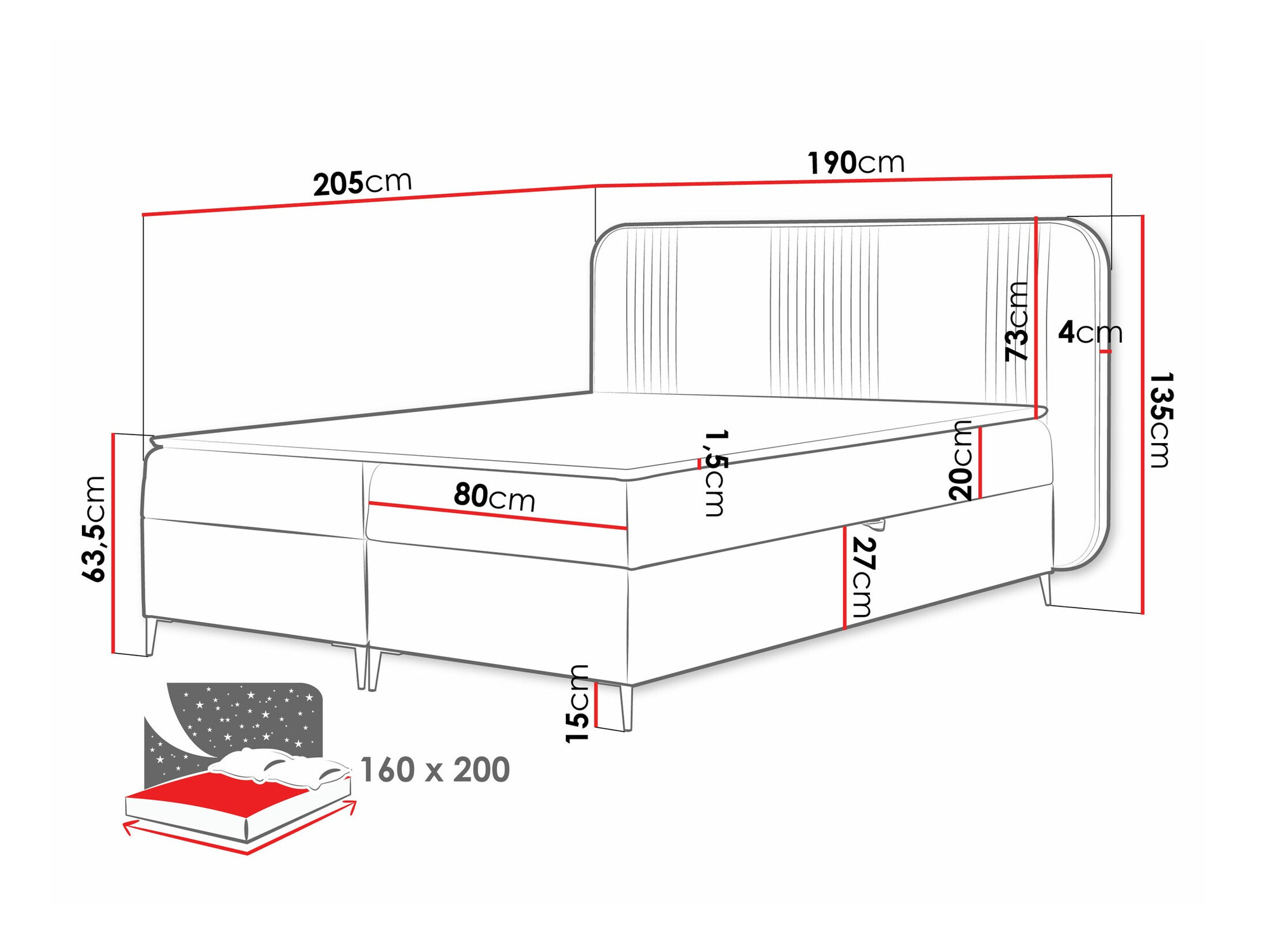 Континентальная кровать Baltimore 196 (Magic Velvet 2256)