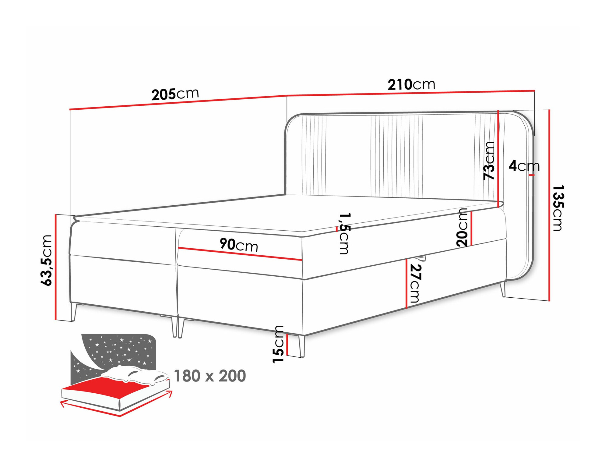 Континентальная кровать Baltimore 196 (Magic Velvet 2257)