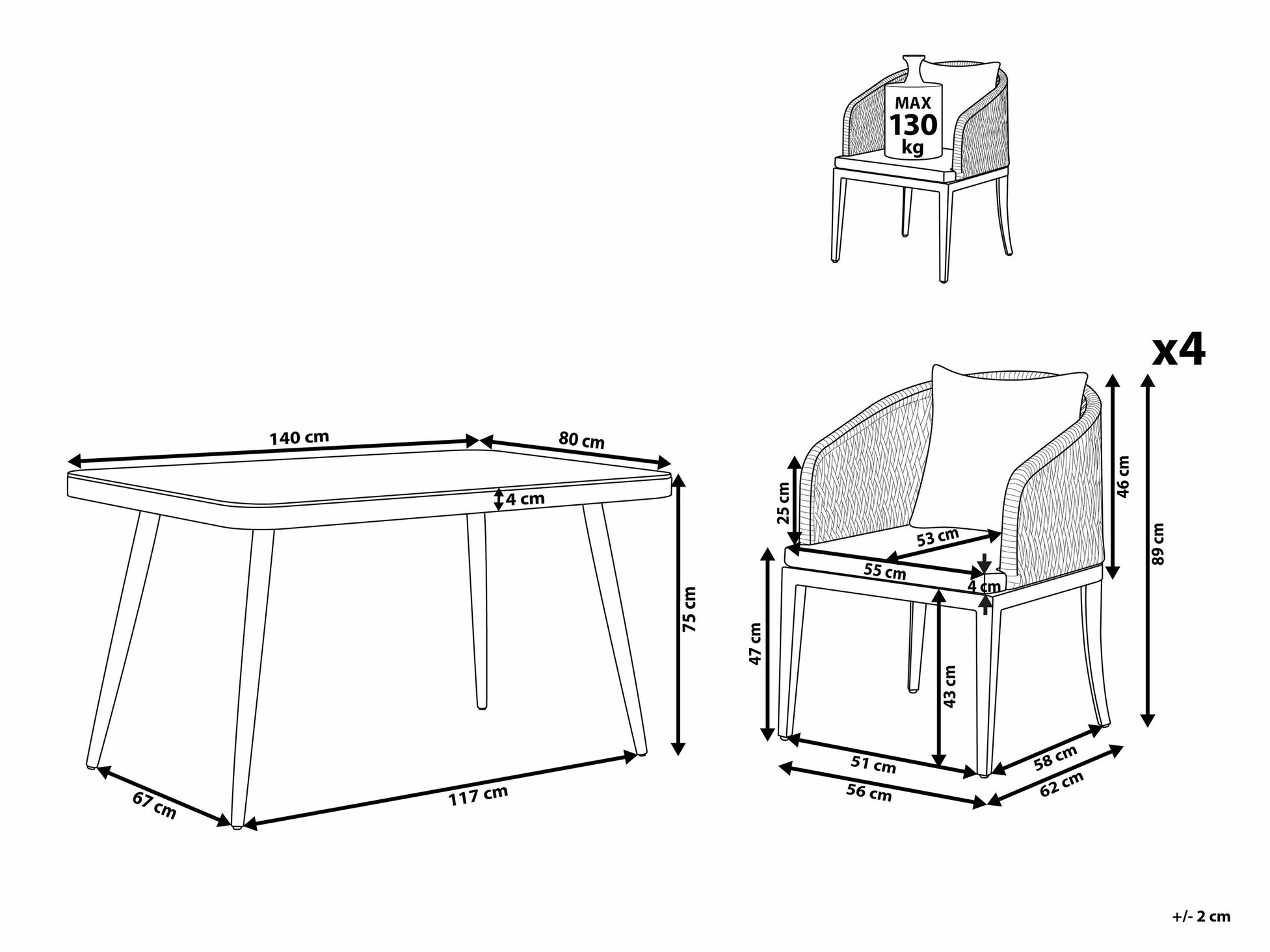 Galds un krēslu komplekts Berwyn 2513