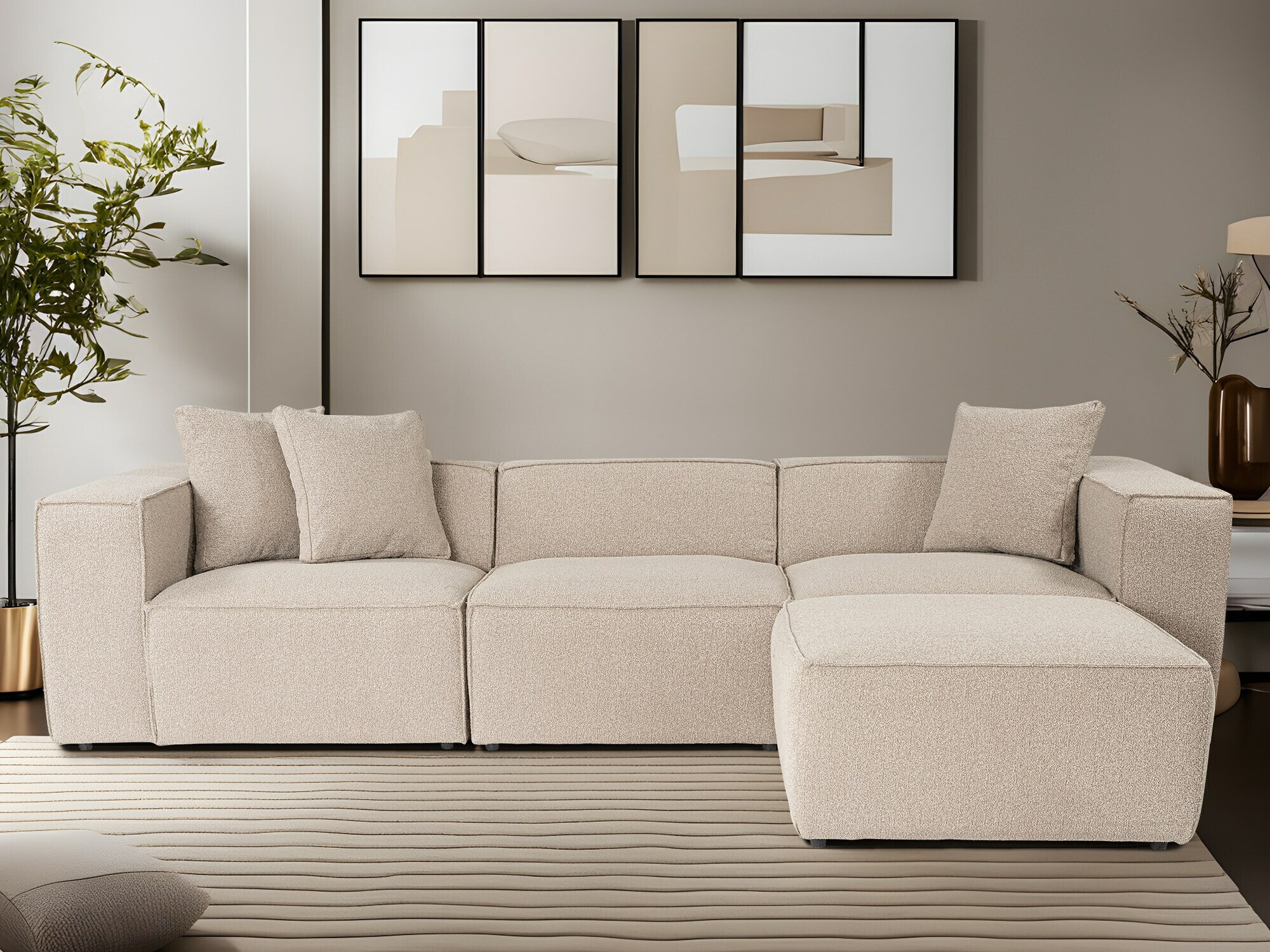 Moduļu stūra dīvāns Fivsoi 102 (Bēšs)