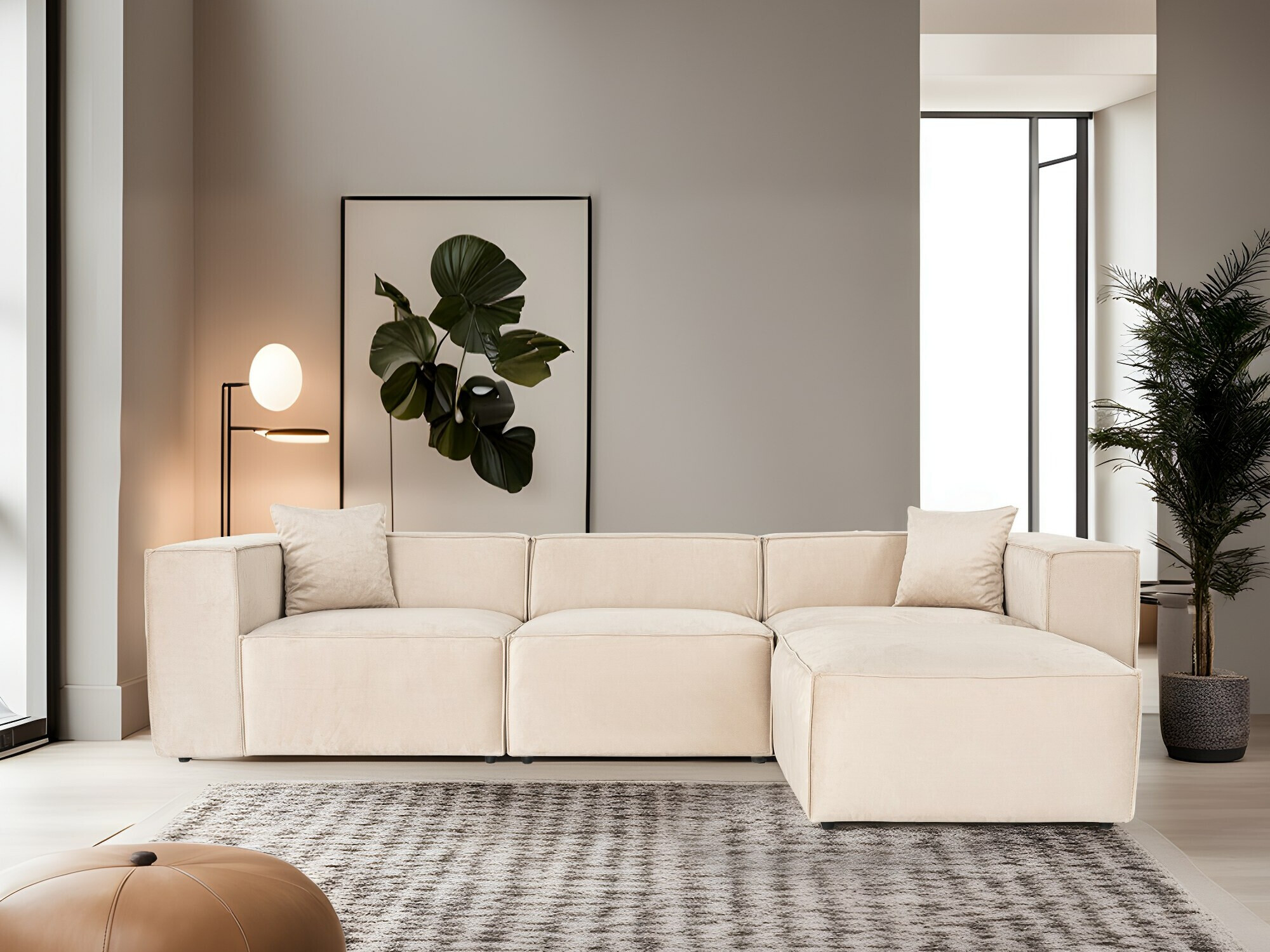 Moduļu stūra dīvāns Fivsoi 102 (Krēms)