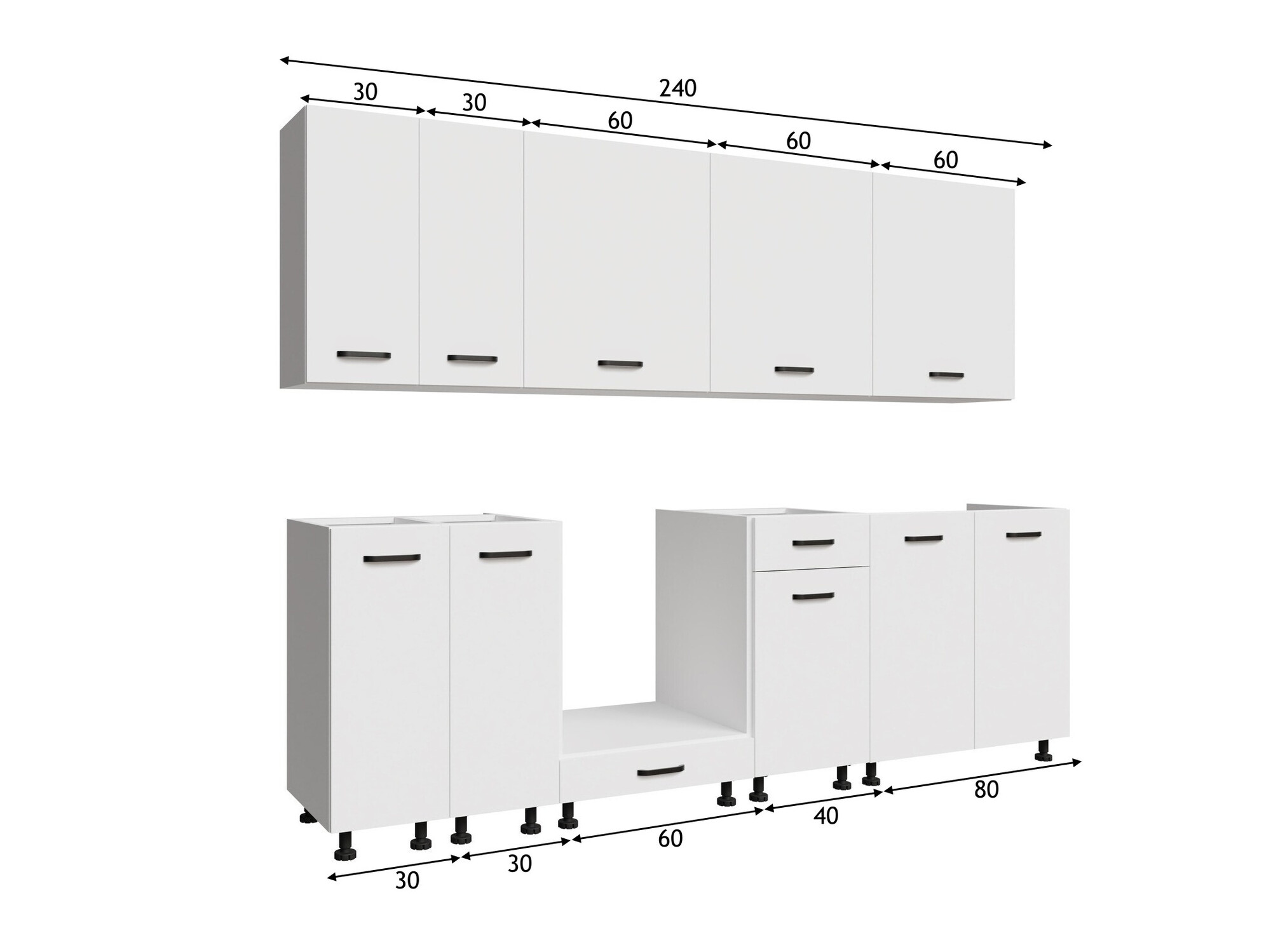 Moduļu virtuves komplekts Top White 169