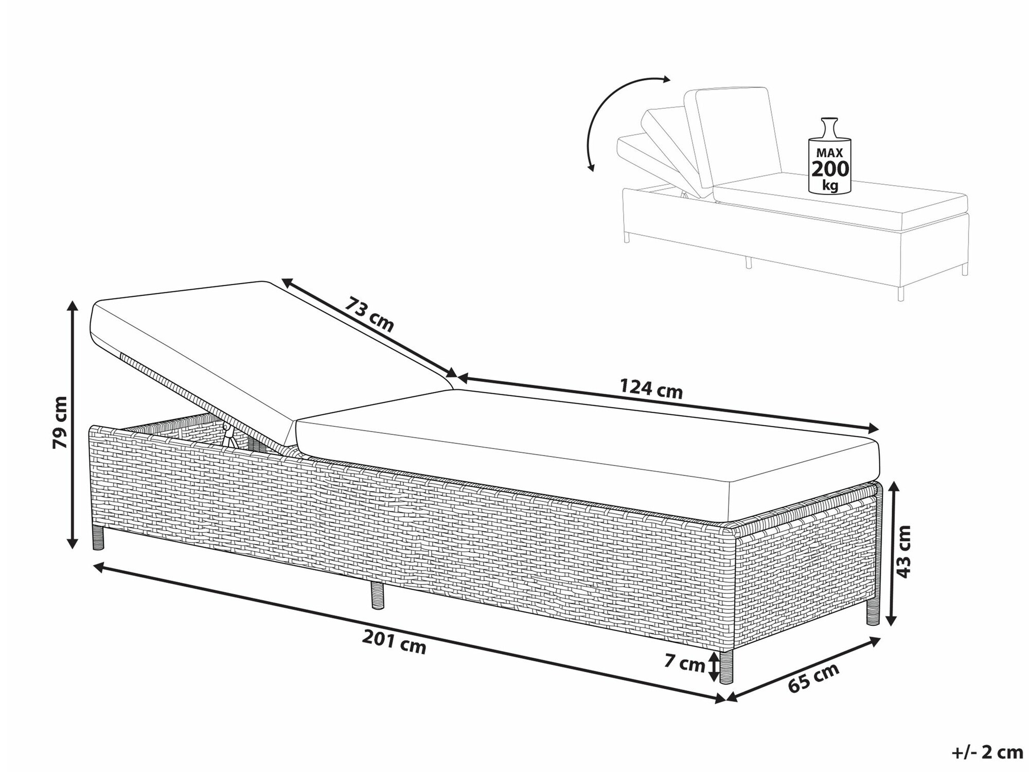 Sauļošanās krēsls Berwyn 2510 (Pelēks)