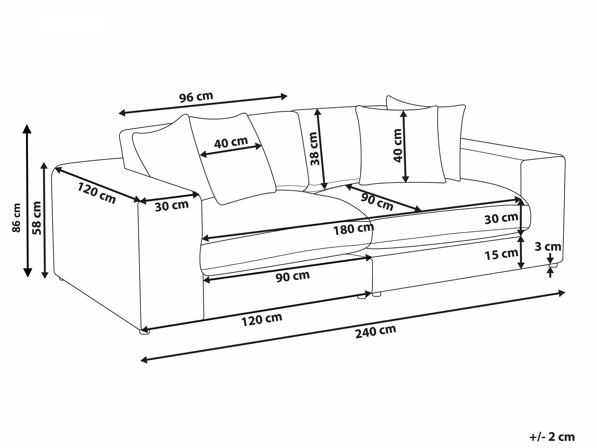 Dīvāns Berwyn 2508 (Balts)