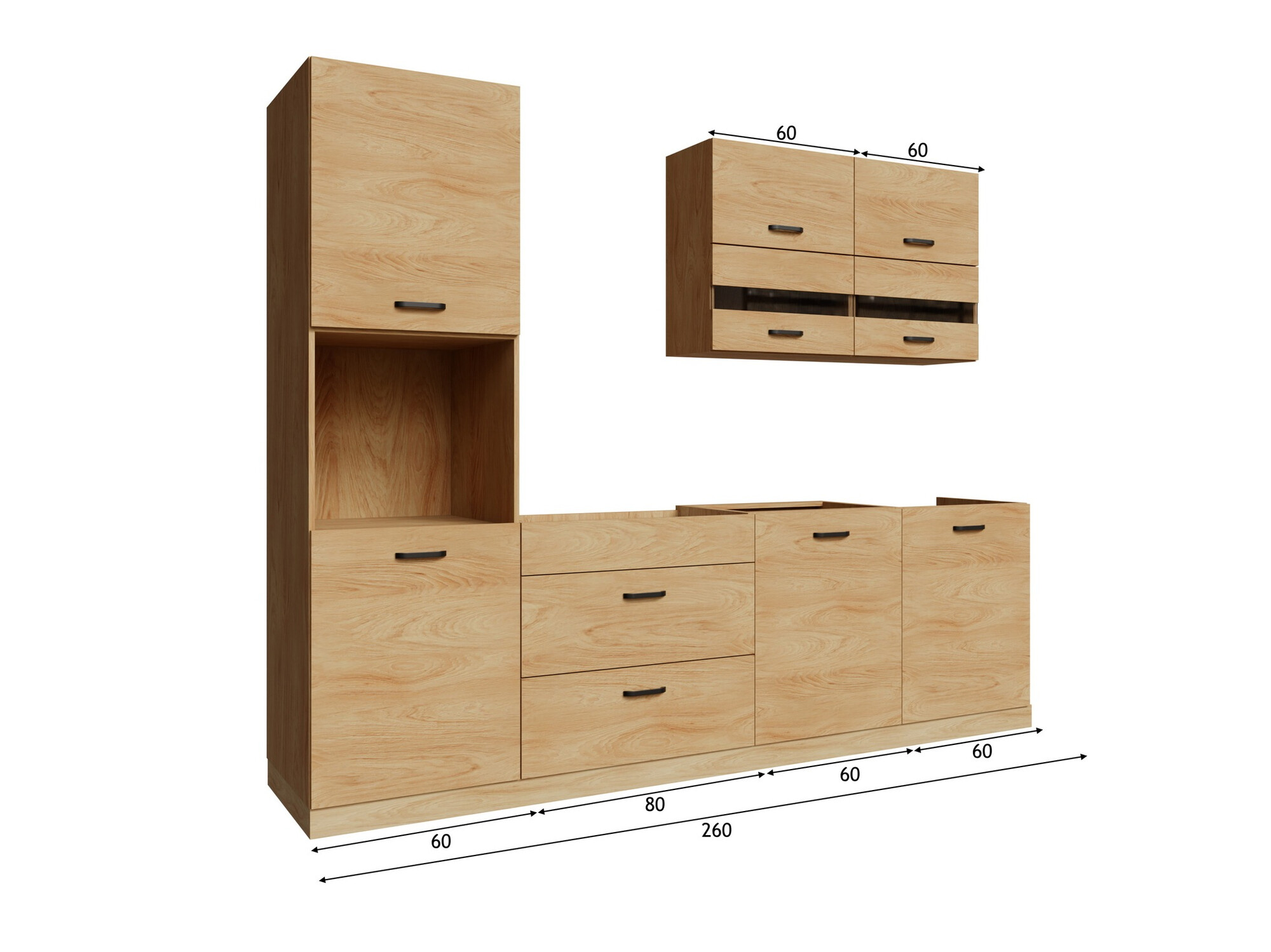 Moduļu virtuves komplekts Amper Oak 168