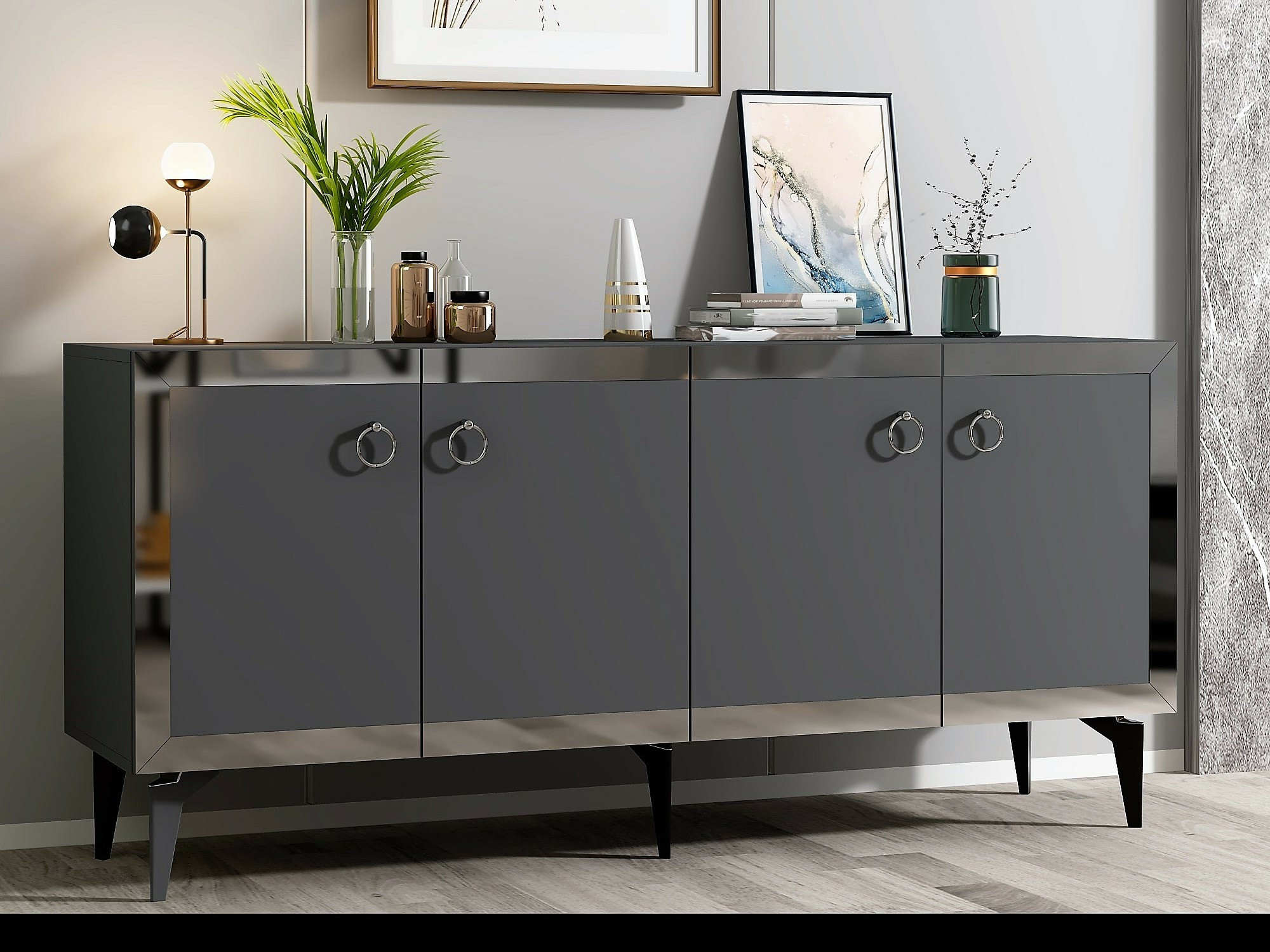 Skapis Asheboro 169 (Antracīts + Sudraba)