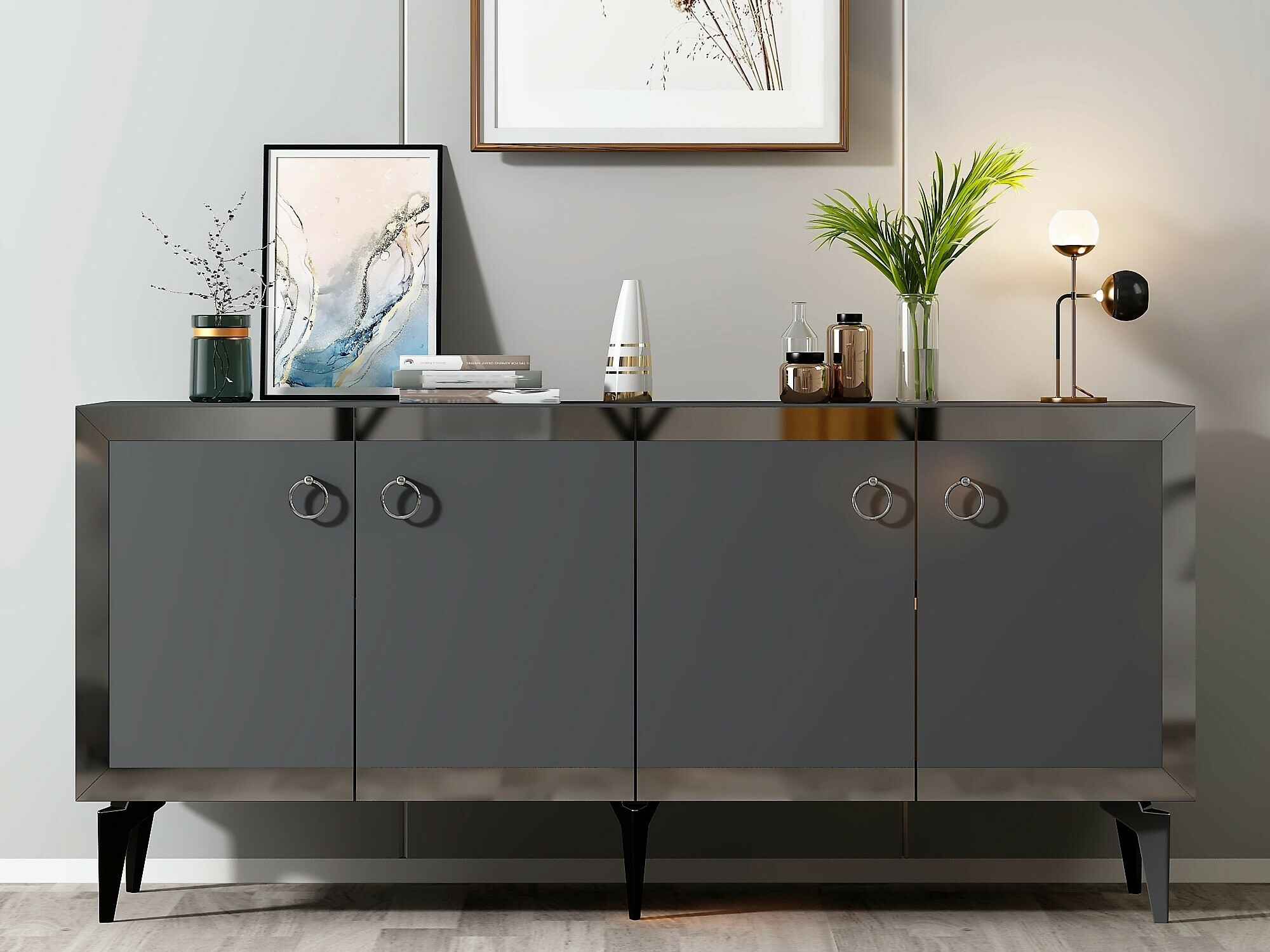 Skapis Asheboro 169 (Antracīts + Sudraba)