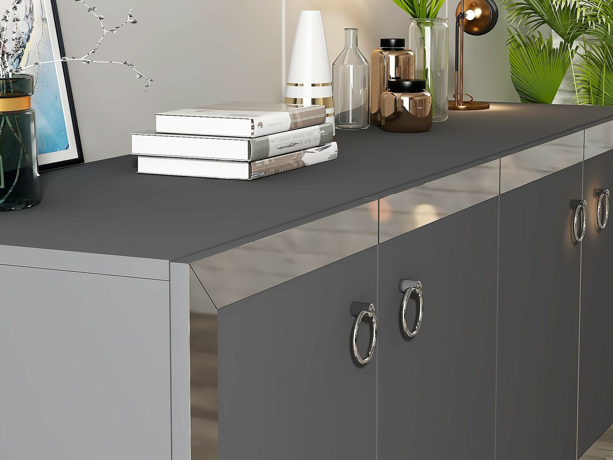 Skapis Asheboro 169 (Antracīts + Sudraba)