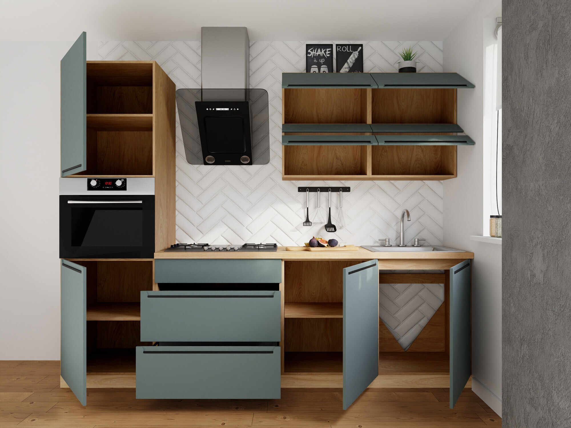 Moduļu virtuves komplekts Riso Green 170