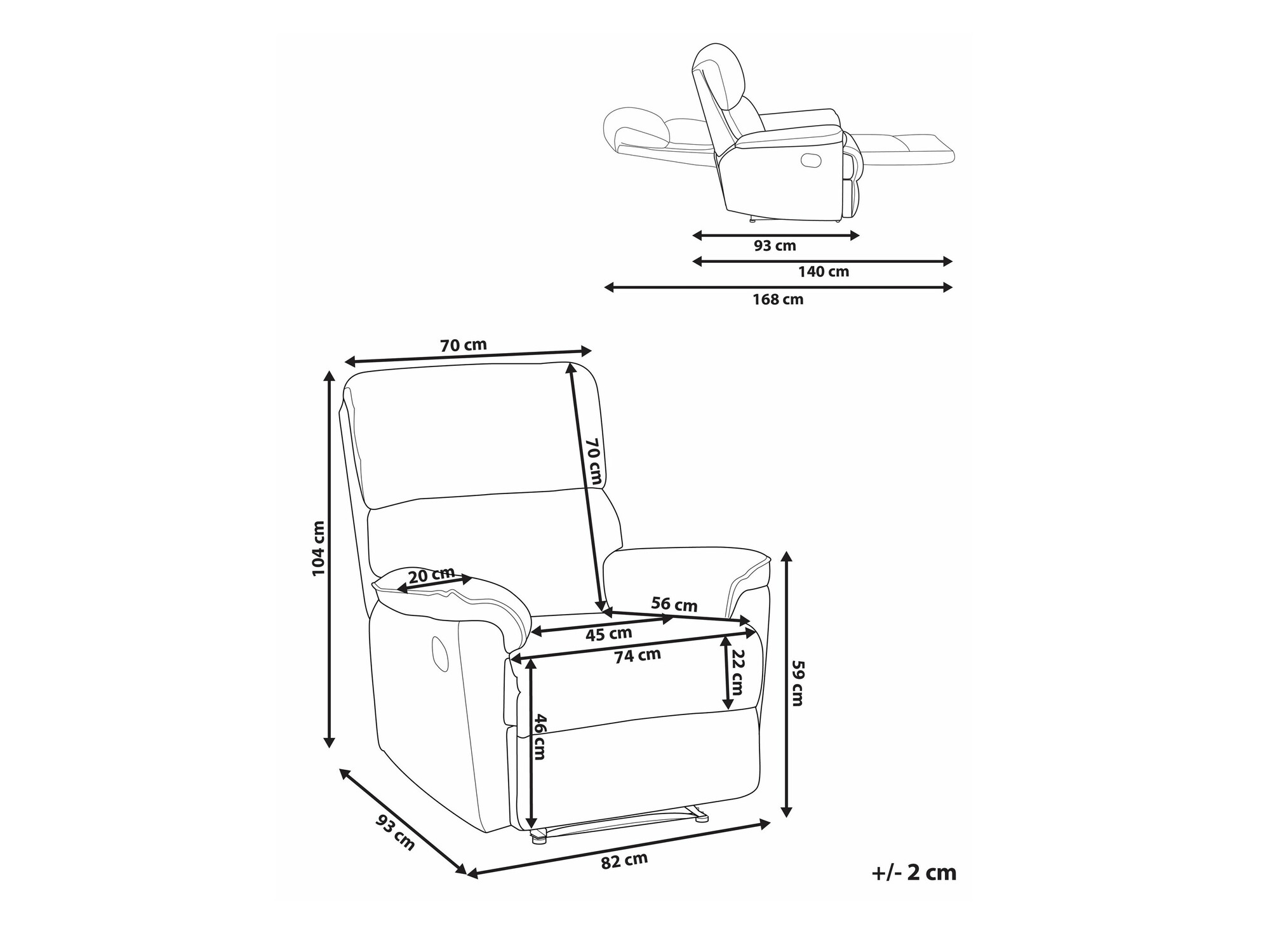 Krēsls reglainer Berwyn 1408 (Gaiši brūns)