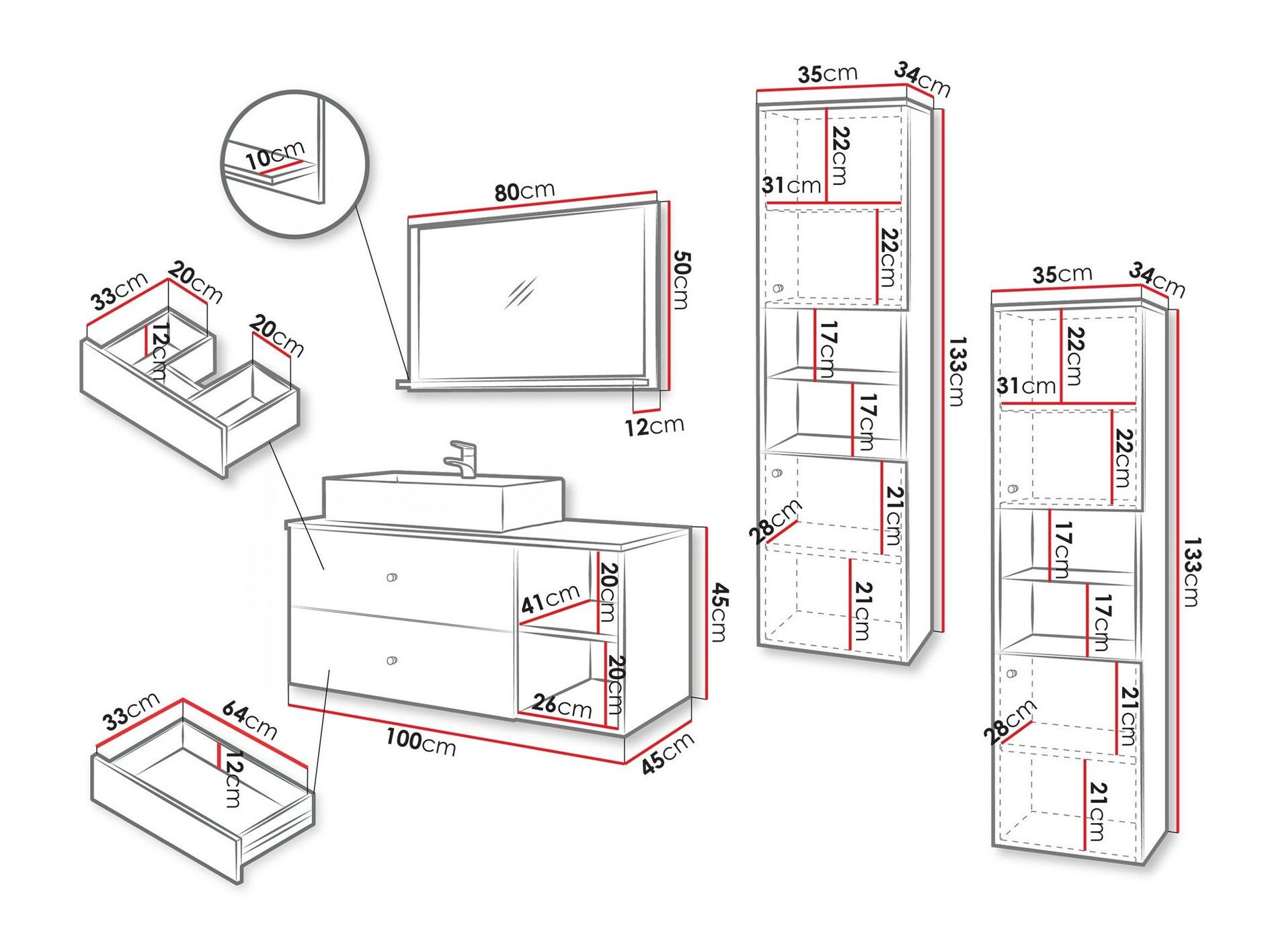 Vannas komplekts Ophruvi 102 (Balts)