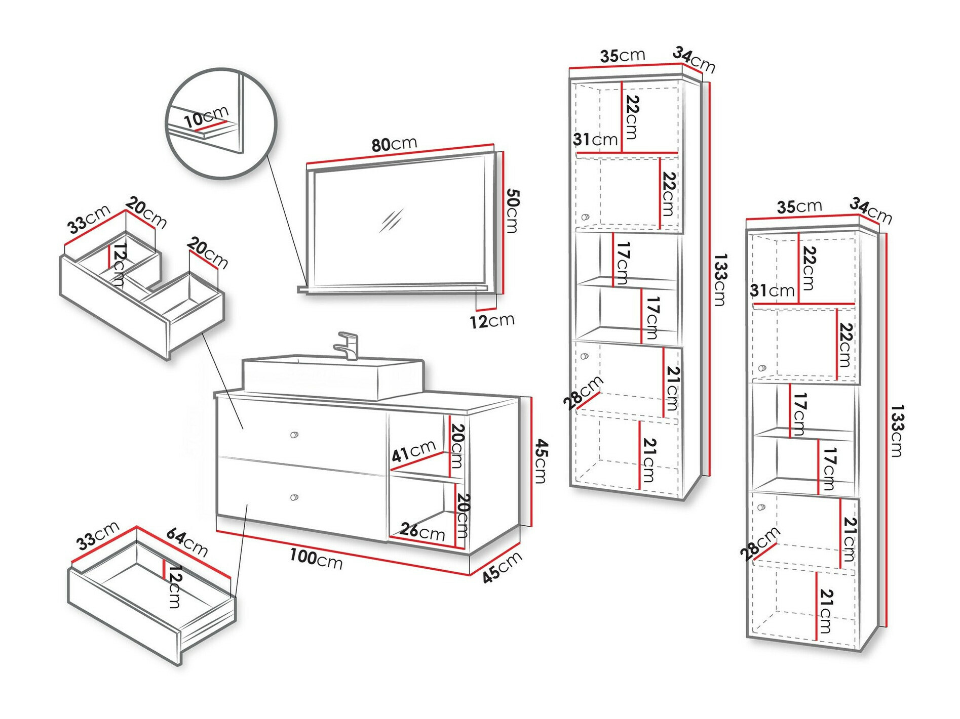 Vannas komplekts Ophruvi 102 (Melns)